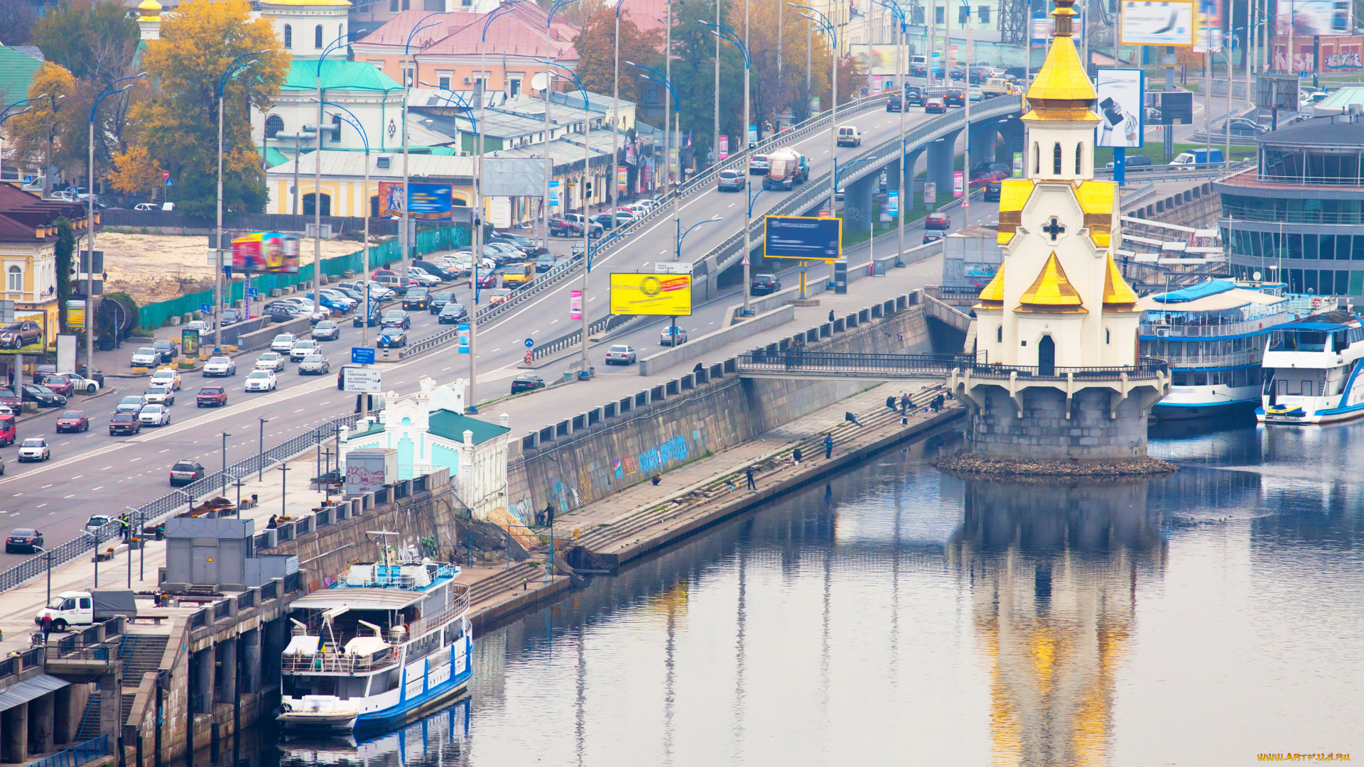 киев, города, киев, , украина, река, мост, дома