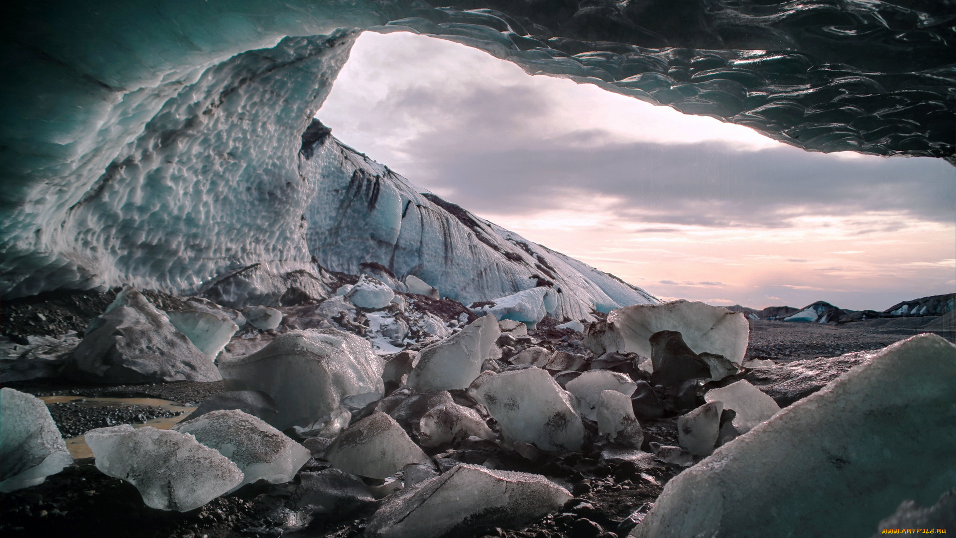 природа, айсберги, и, ледники, лёд, макро