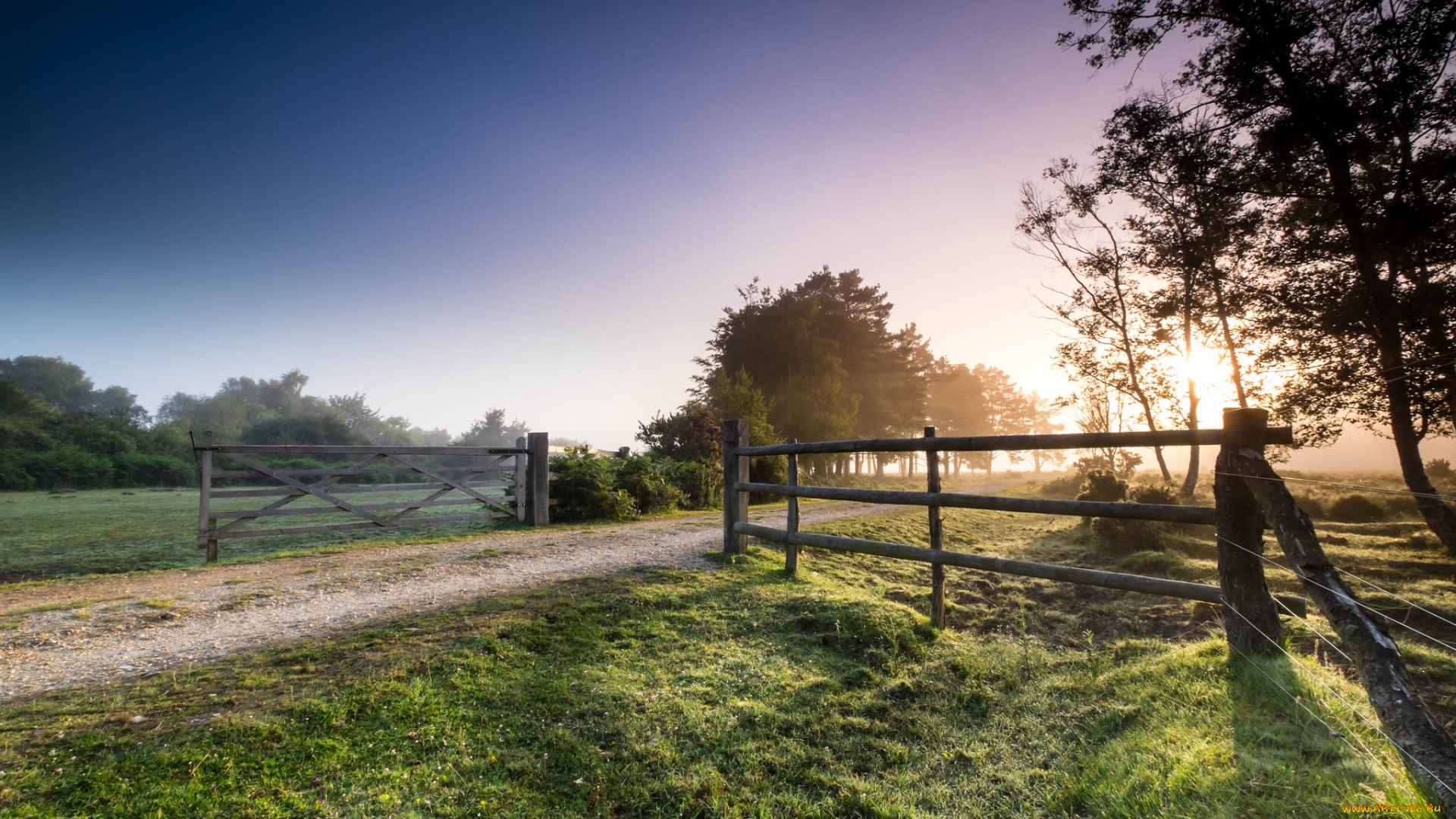 природа, дороги, поле, изгородь, тракт