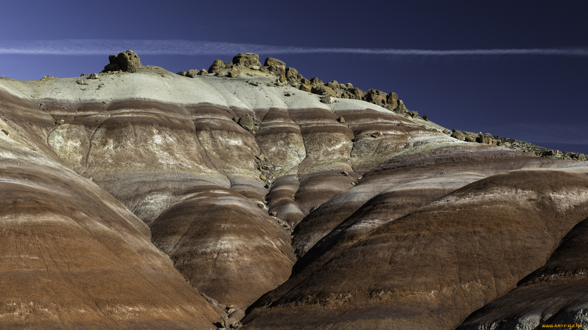 природа, горы, гора, скала, полосатая, небо