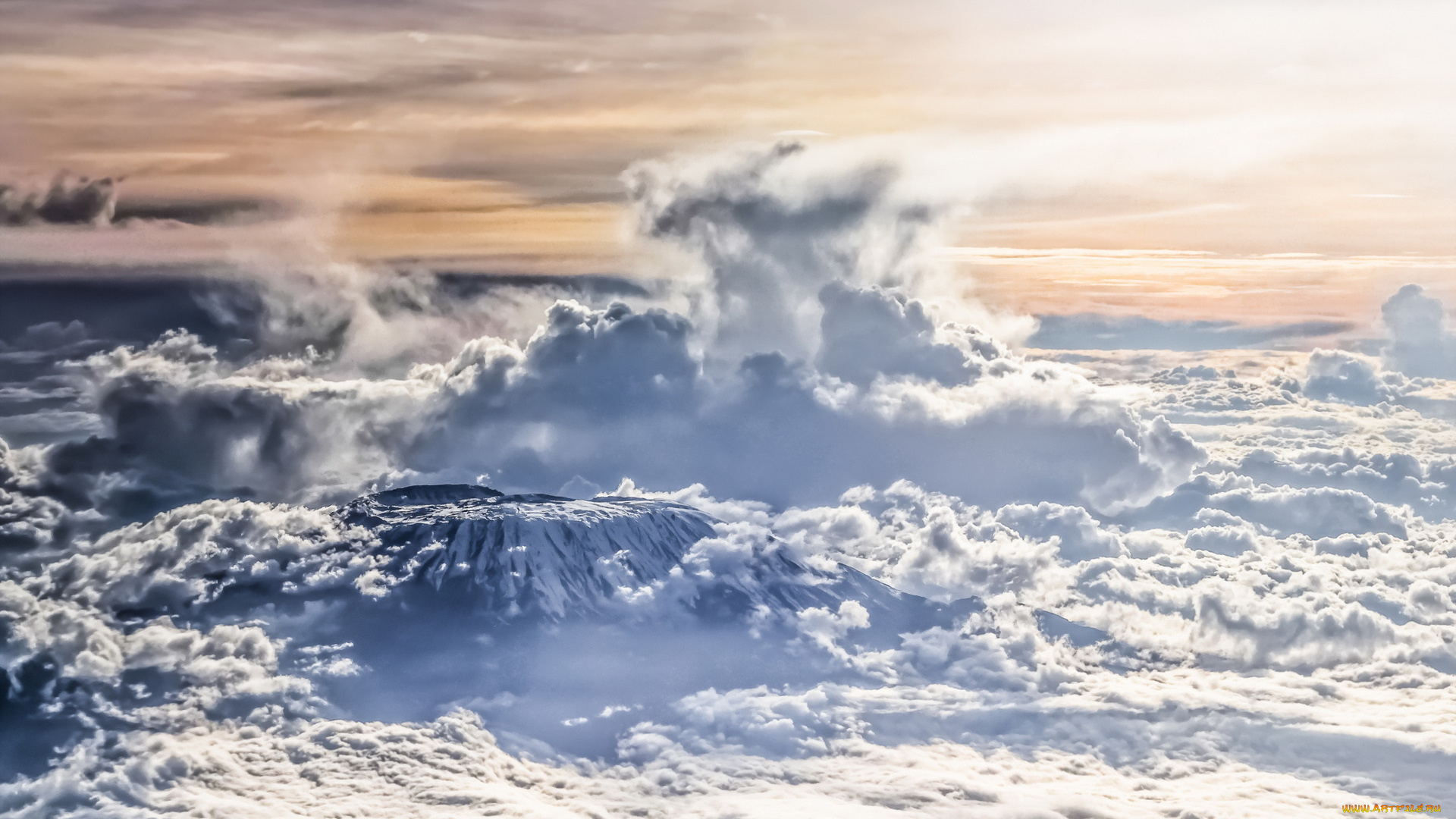 природа, горы, небо, гора, облака