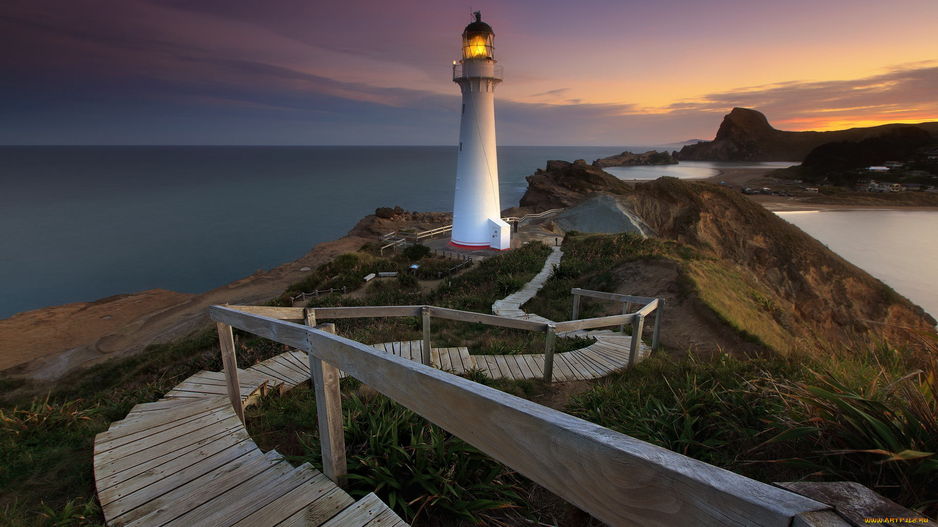 природа, маяки, закат, скалы, море, океан, небо