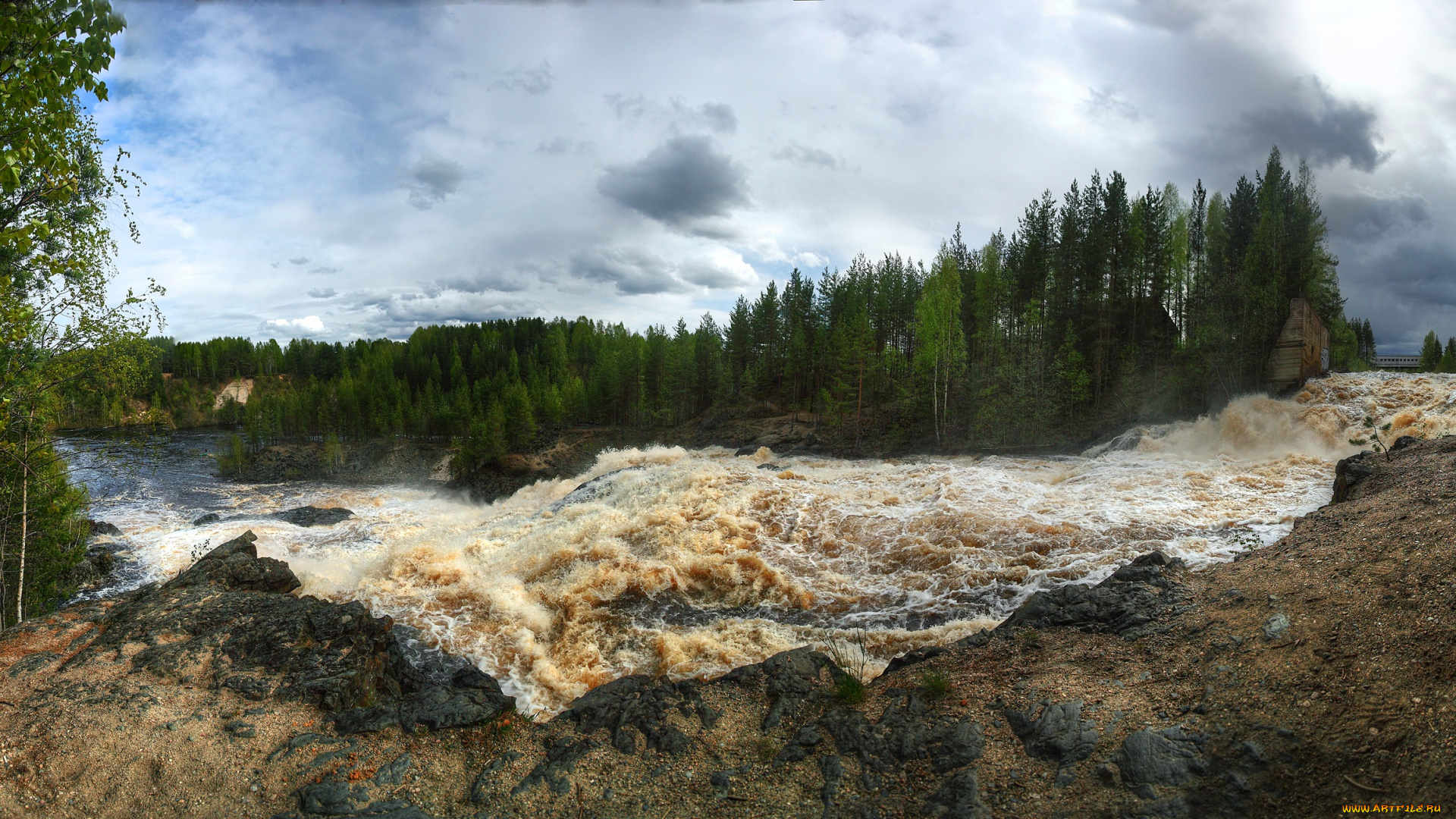 природа, реки, озера, горы, лес, река, буруны