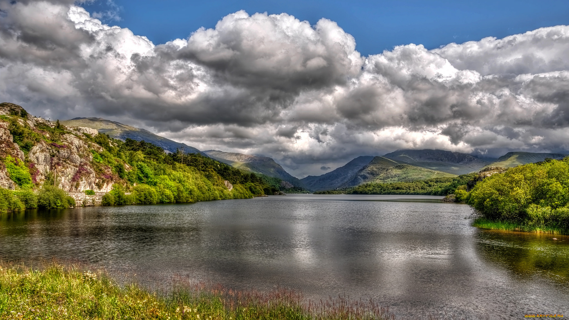 природа, реки, озера, горы, лес, река, облака