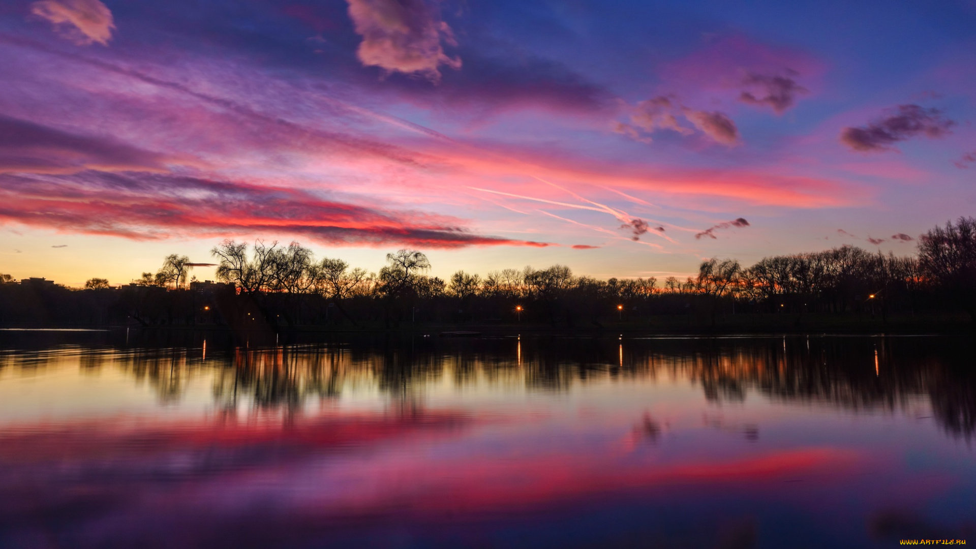природа, реки, озера, озеро, небо, закат