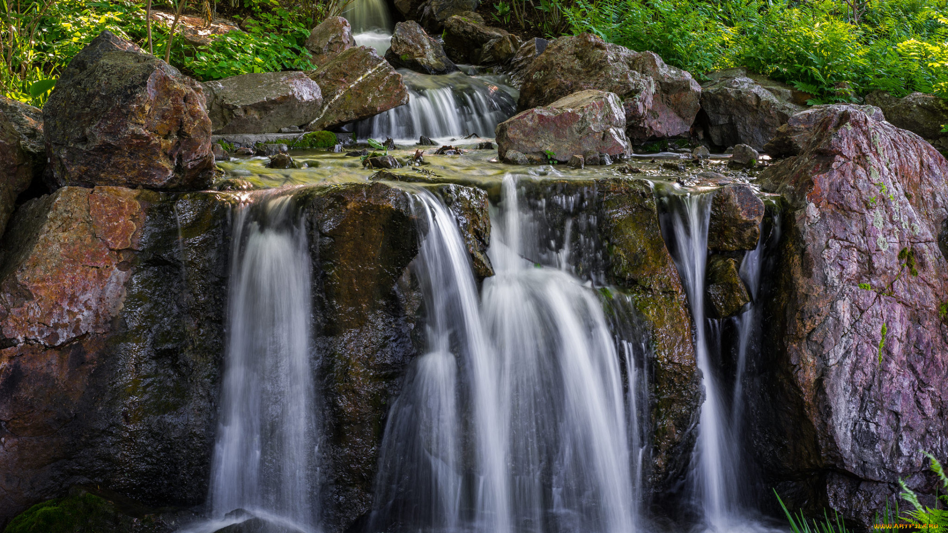 природа, водопады, водопад, река, лес