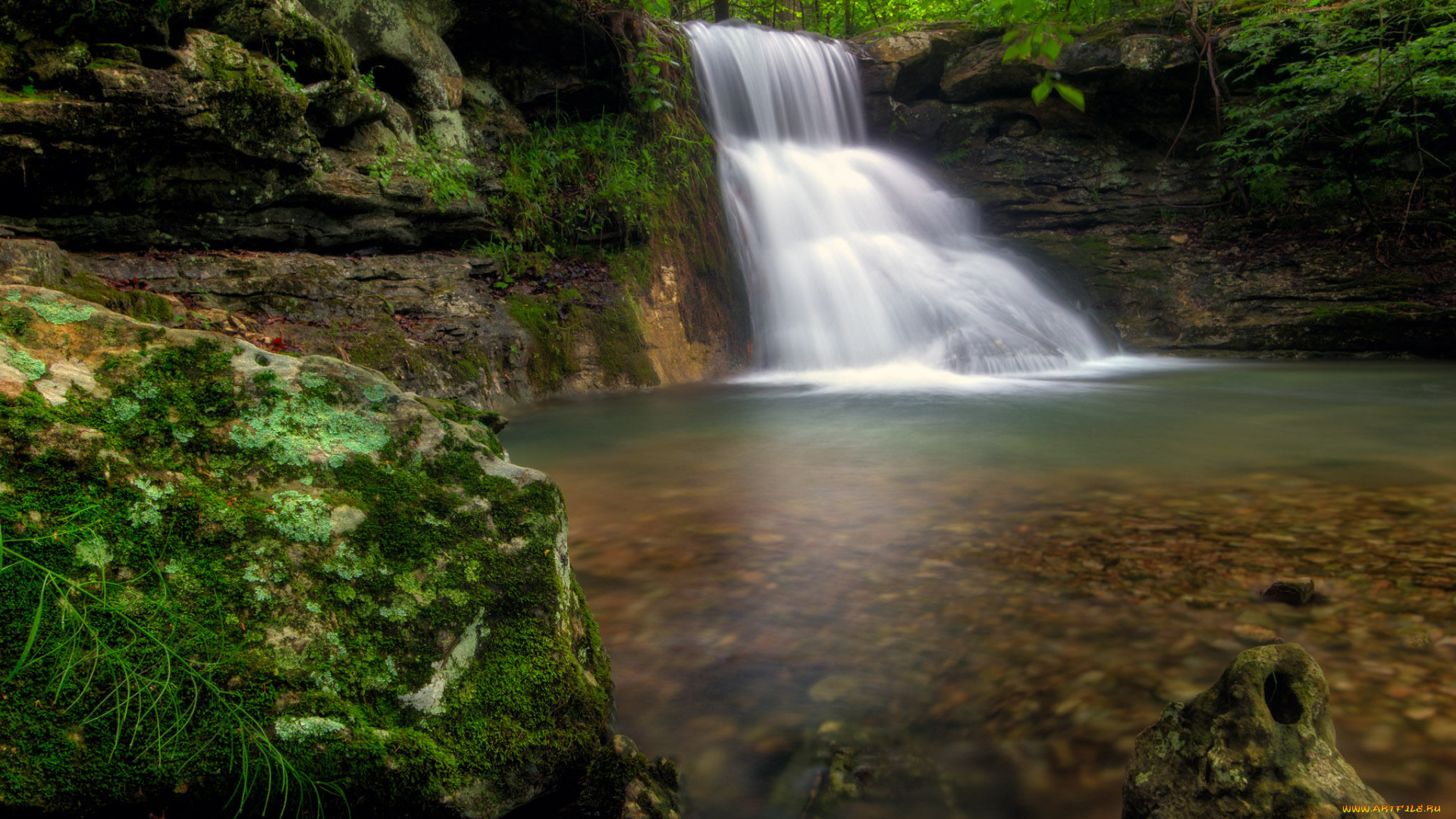 природа, водопады, водопад, река, лес