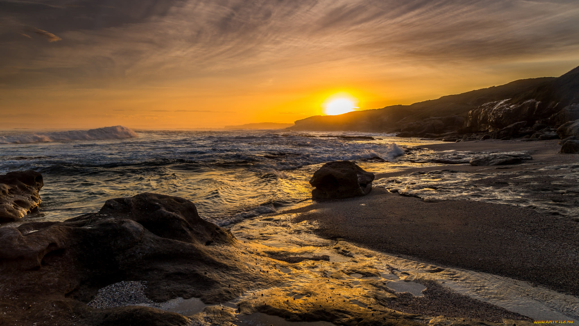 природа, восходы, закаты, океанн, пляж, рассвет