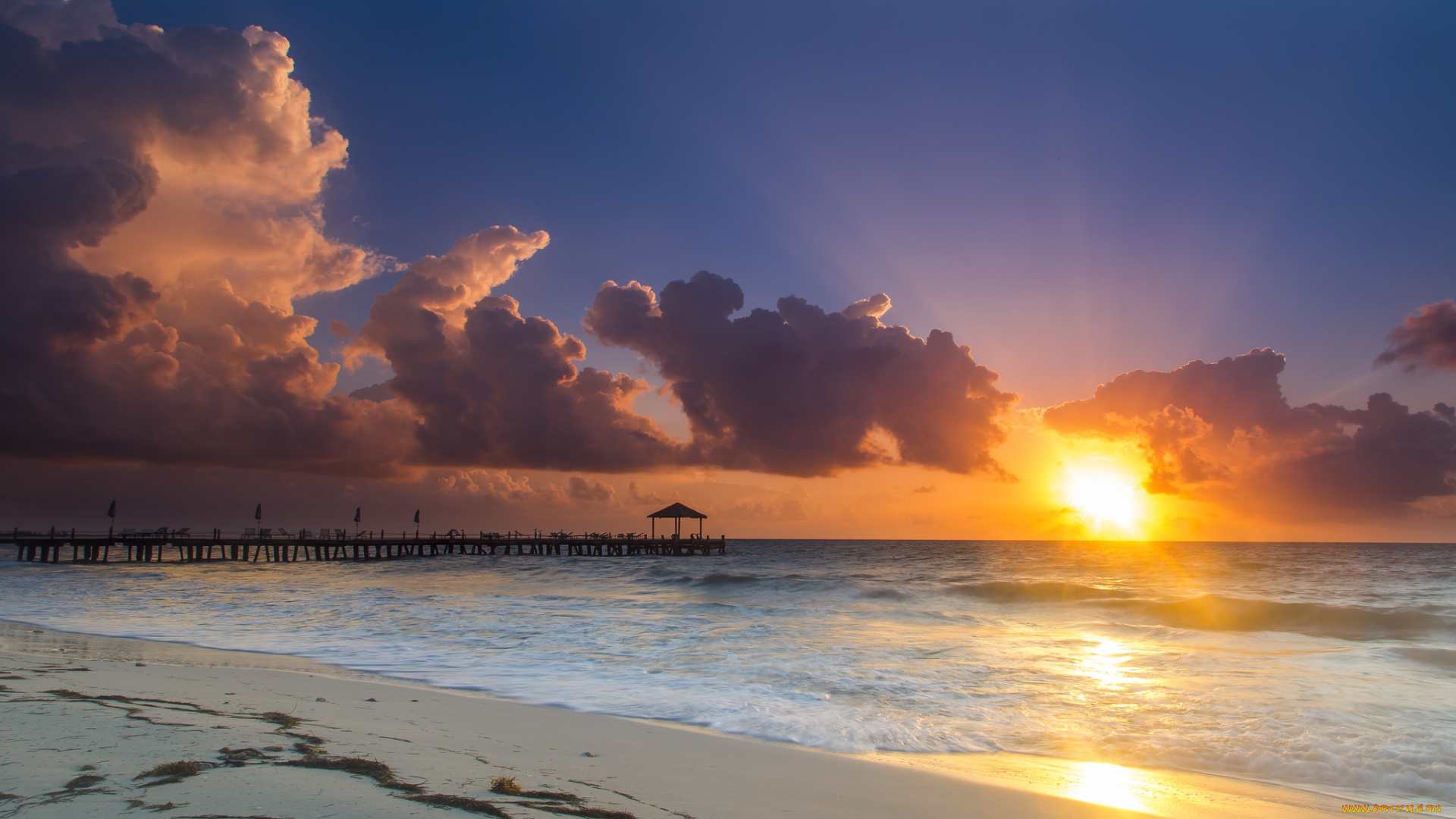 природа, восходы, закаты, пляж, море, закат, солнце, лучи