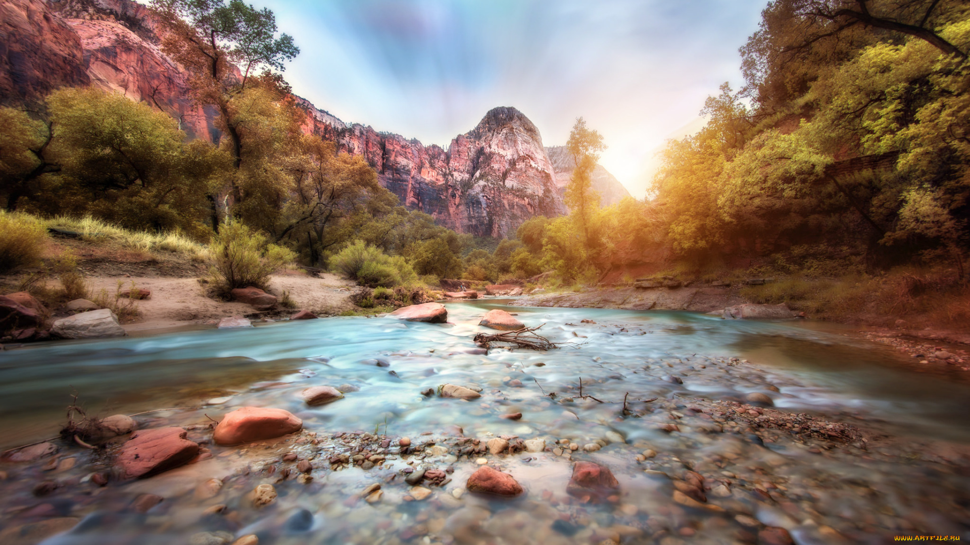 природа, восходы, закаты, рассвет, горы, река, лес