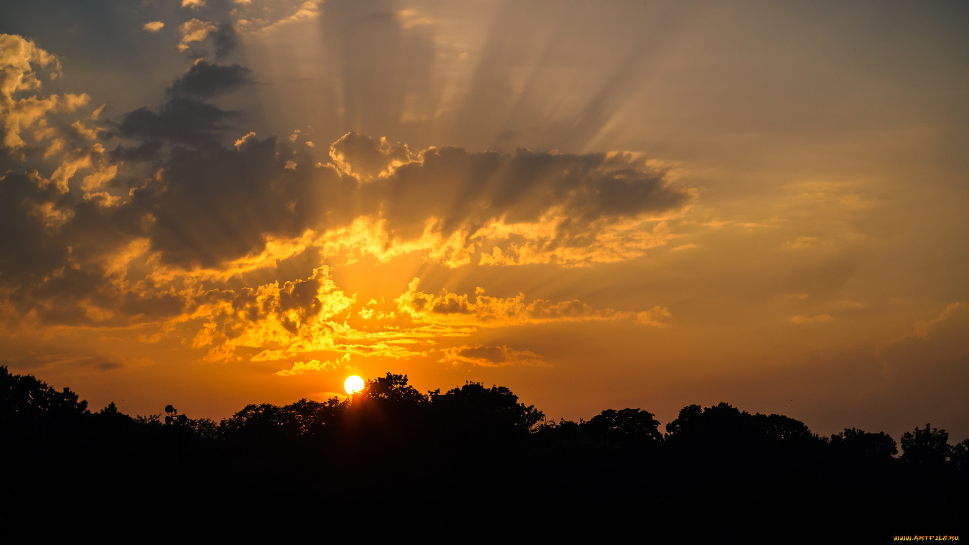 природа, восходы, закаты, закат, небо, лучи, вечер