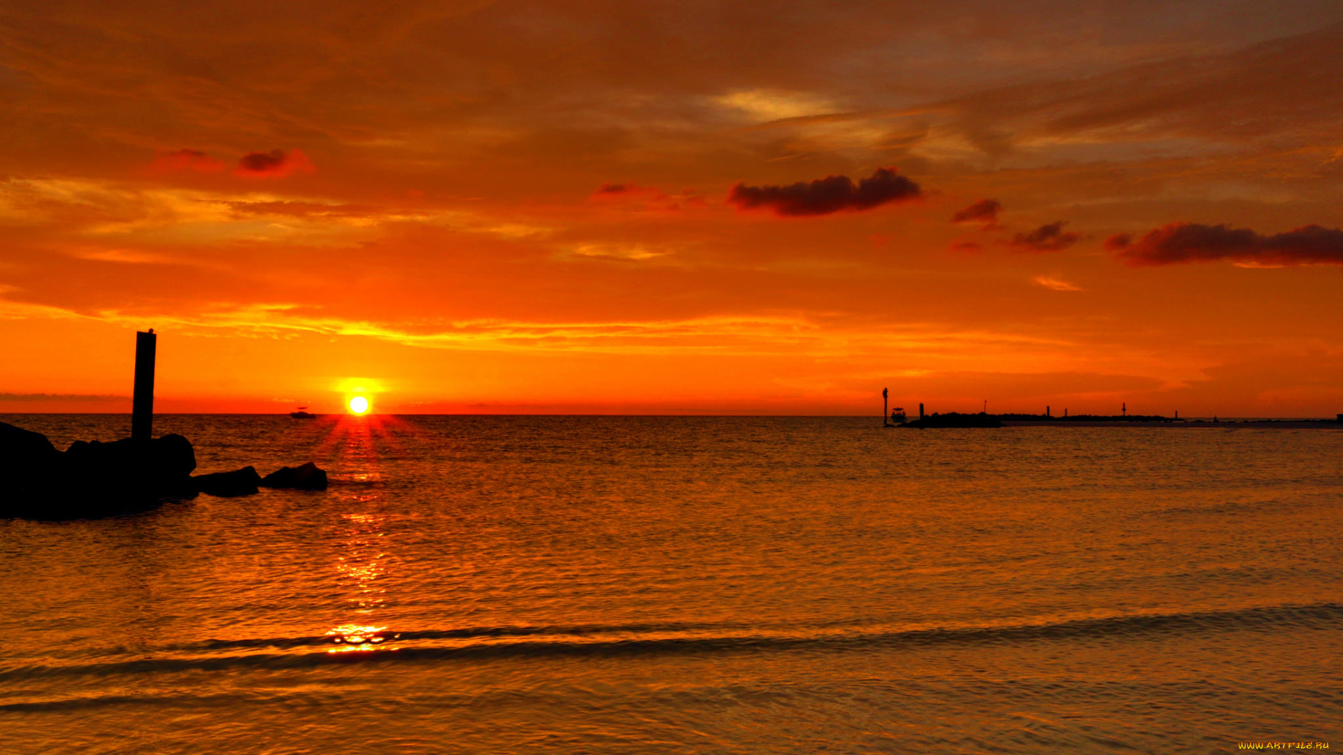 природа, восходы, закаты, закат, небо, море
