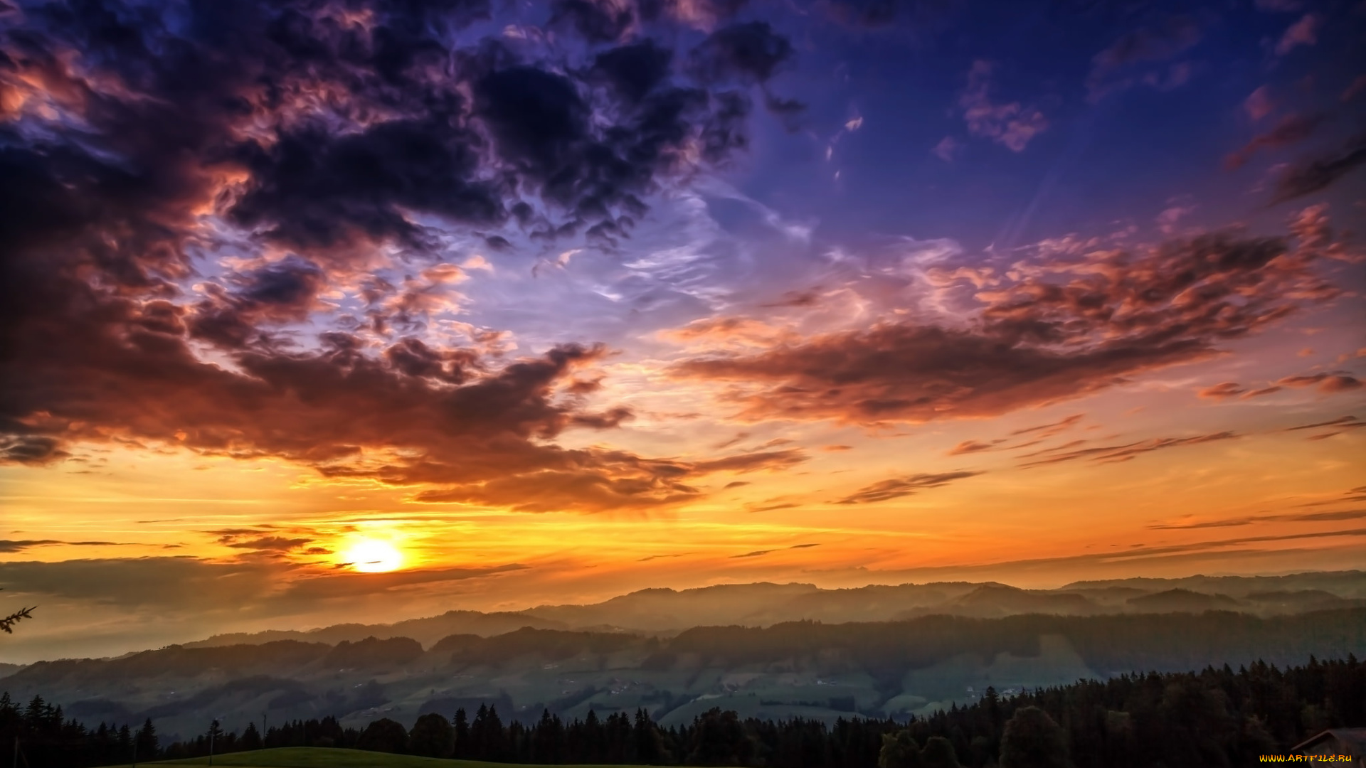 природа, восходы, закаты, закат, облака, небо