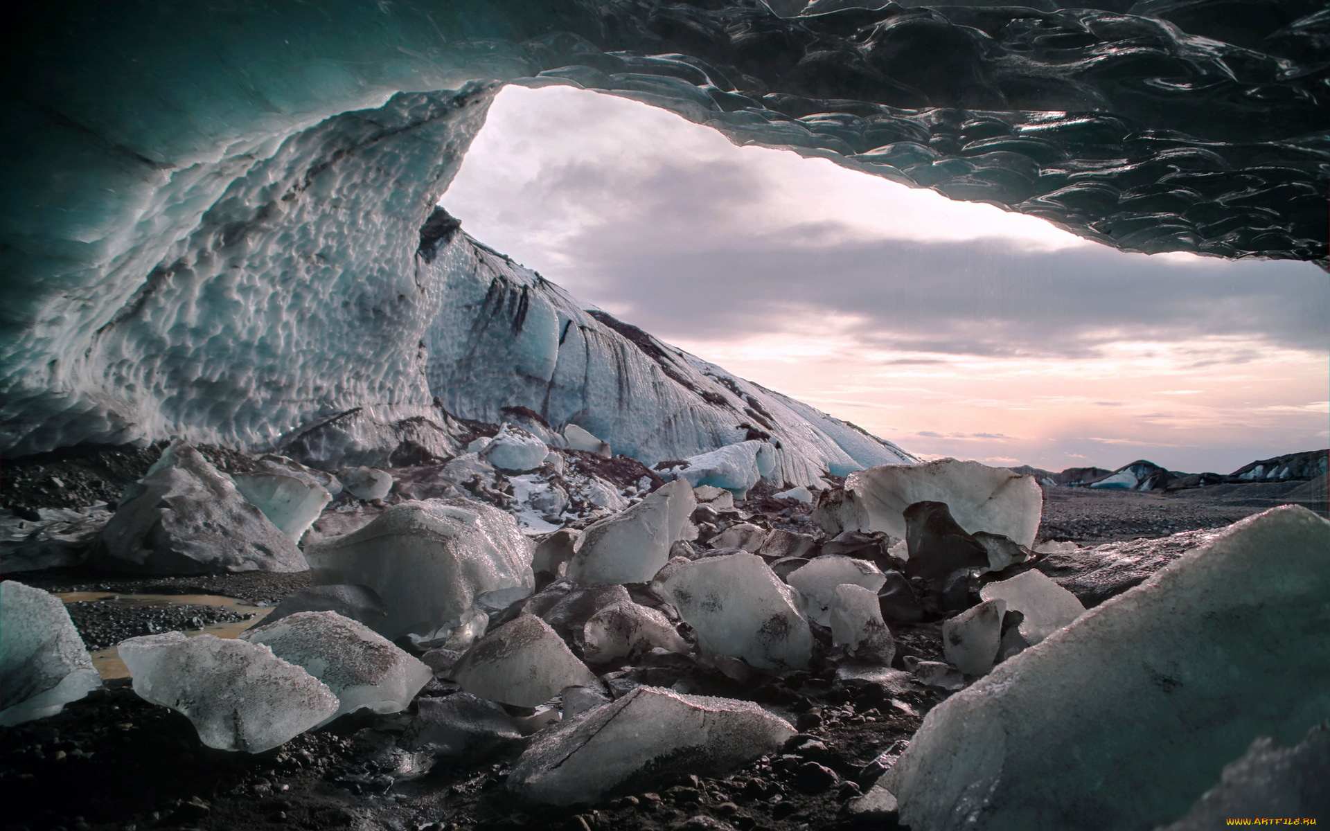 природа, айсберги, и, ледники, лёд, макро