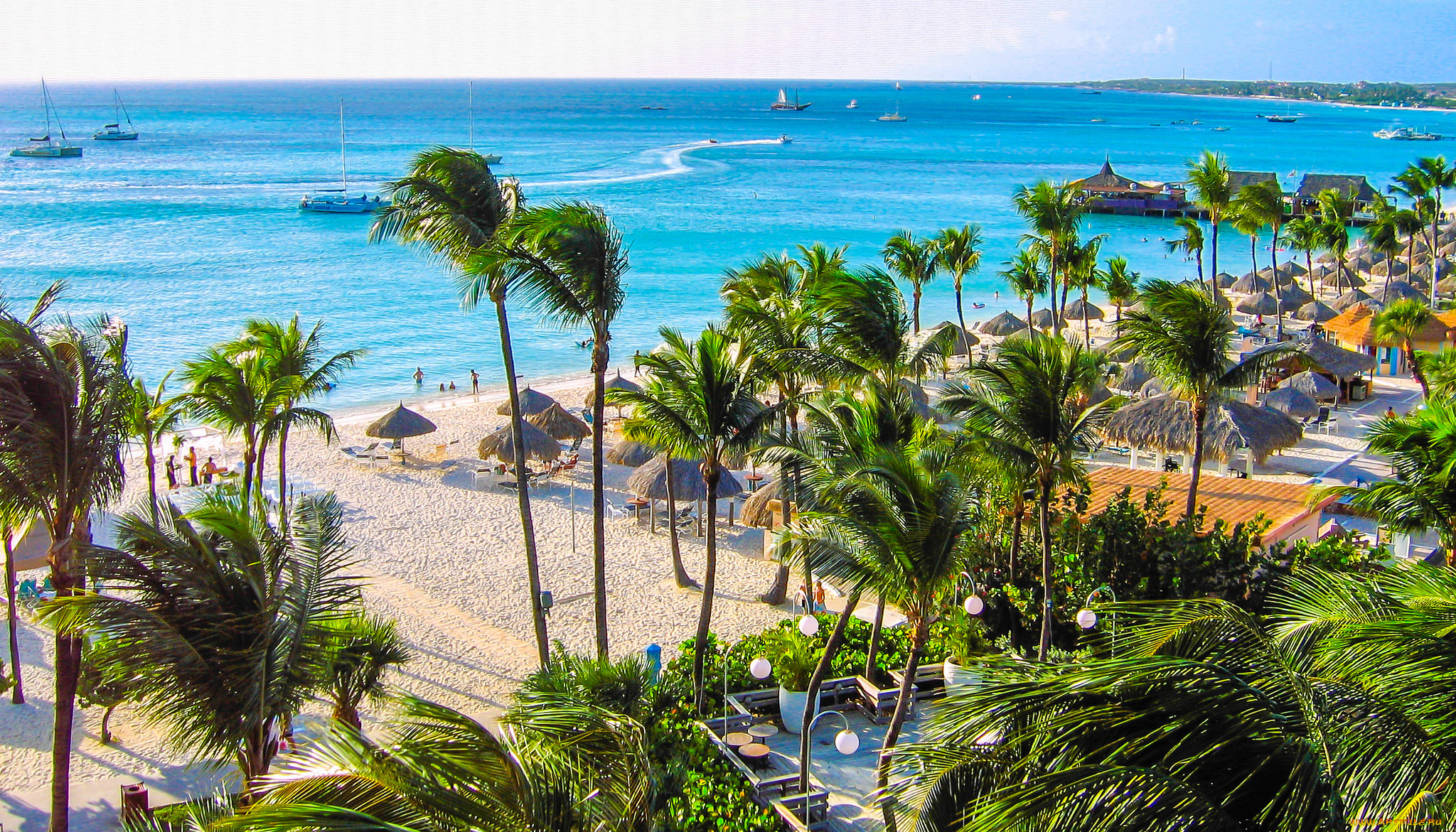 природа, тропики, океан, пляж, пальмы