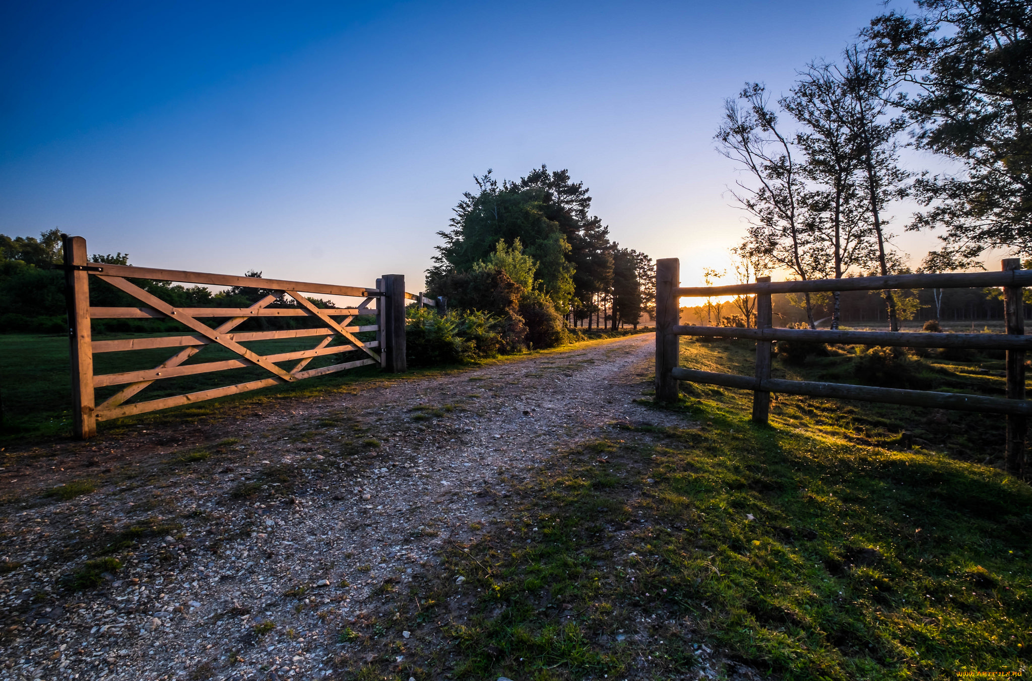 природа, дороги, поле, изгородь, тракт