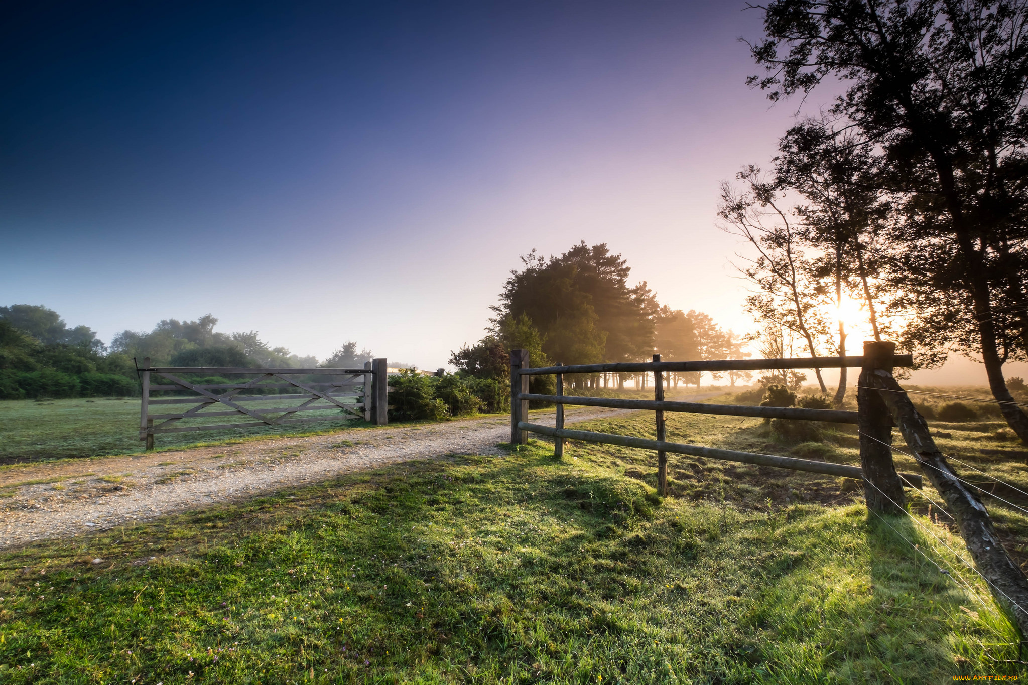 природа, дороги, поле, изгородь, тракт