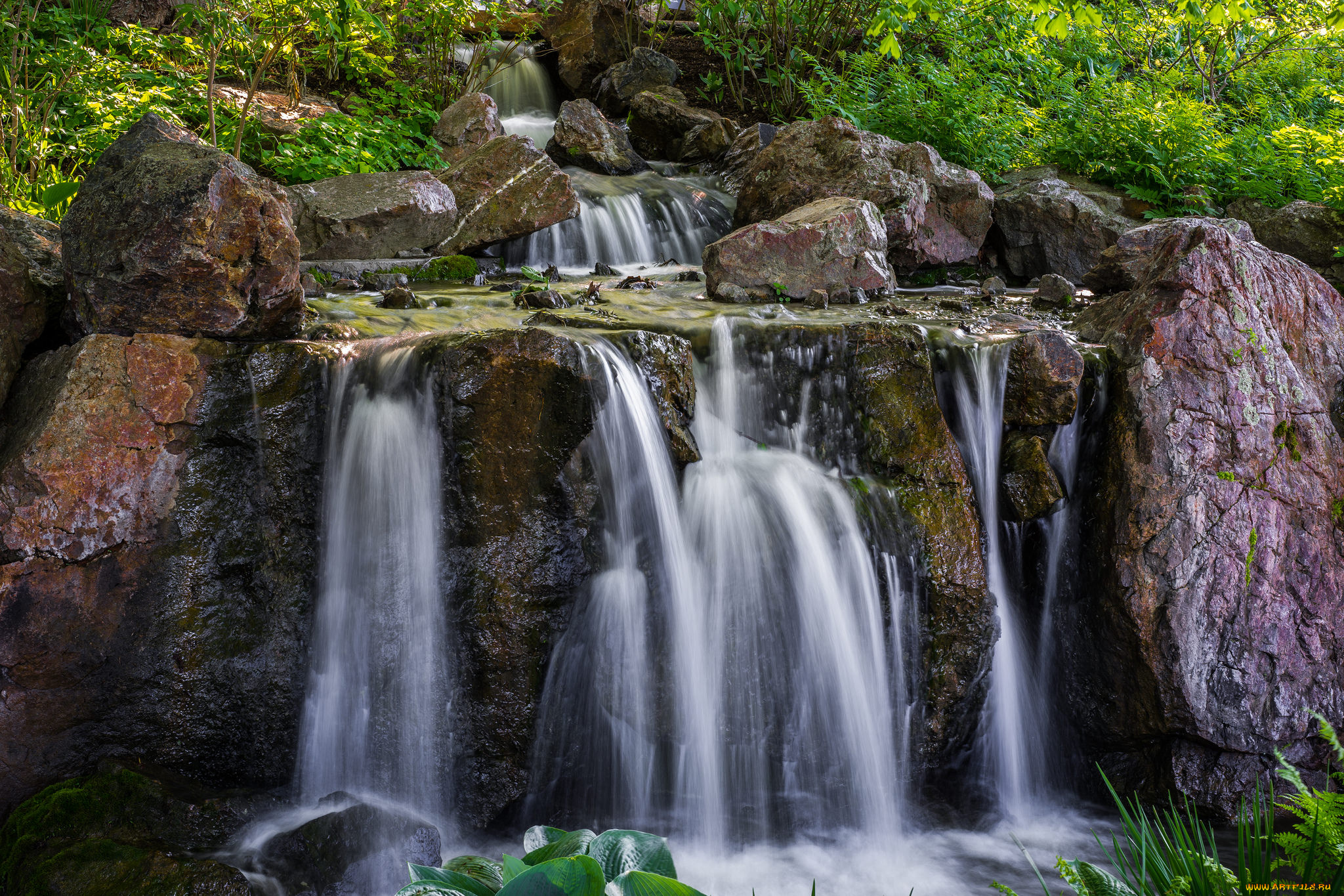 природа, водопады, водопад, река, лес