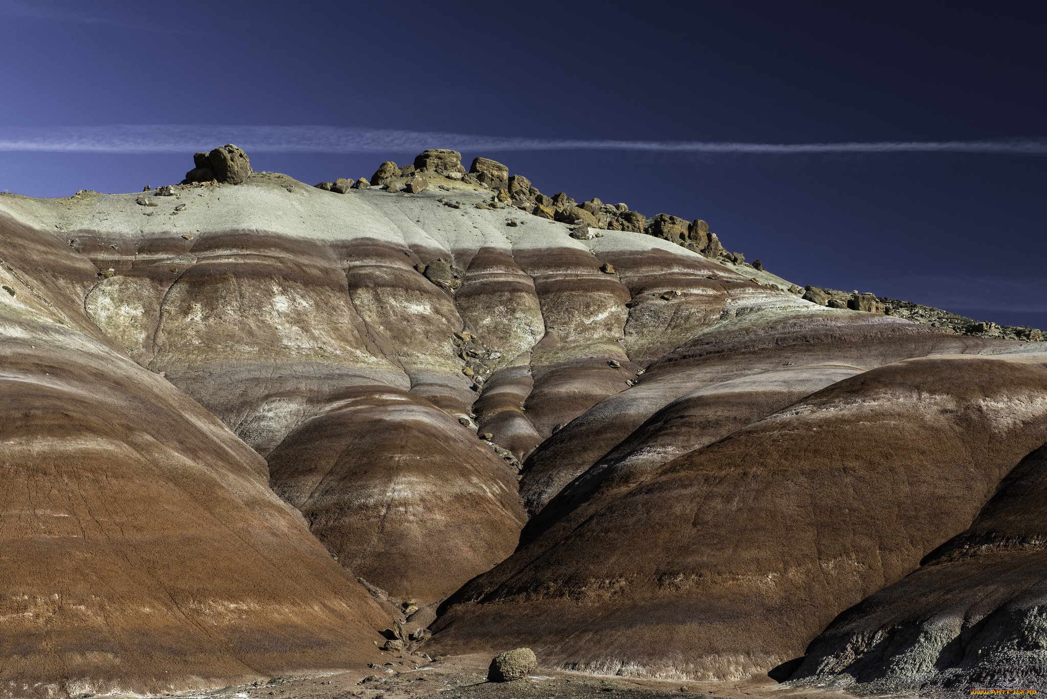 природа, горы, гора, скала, полосатая, небо