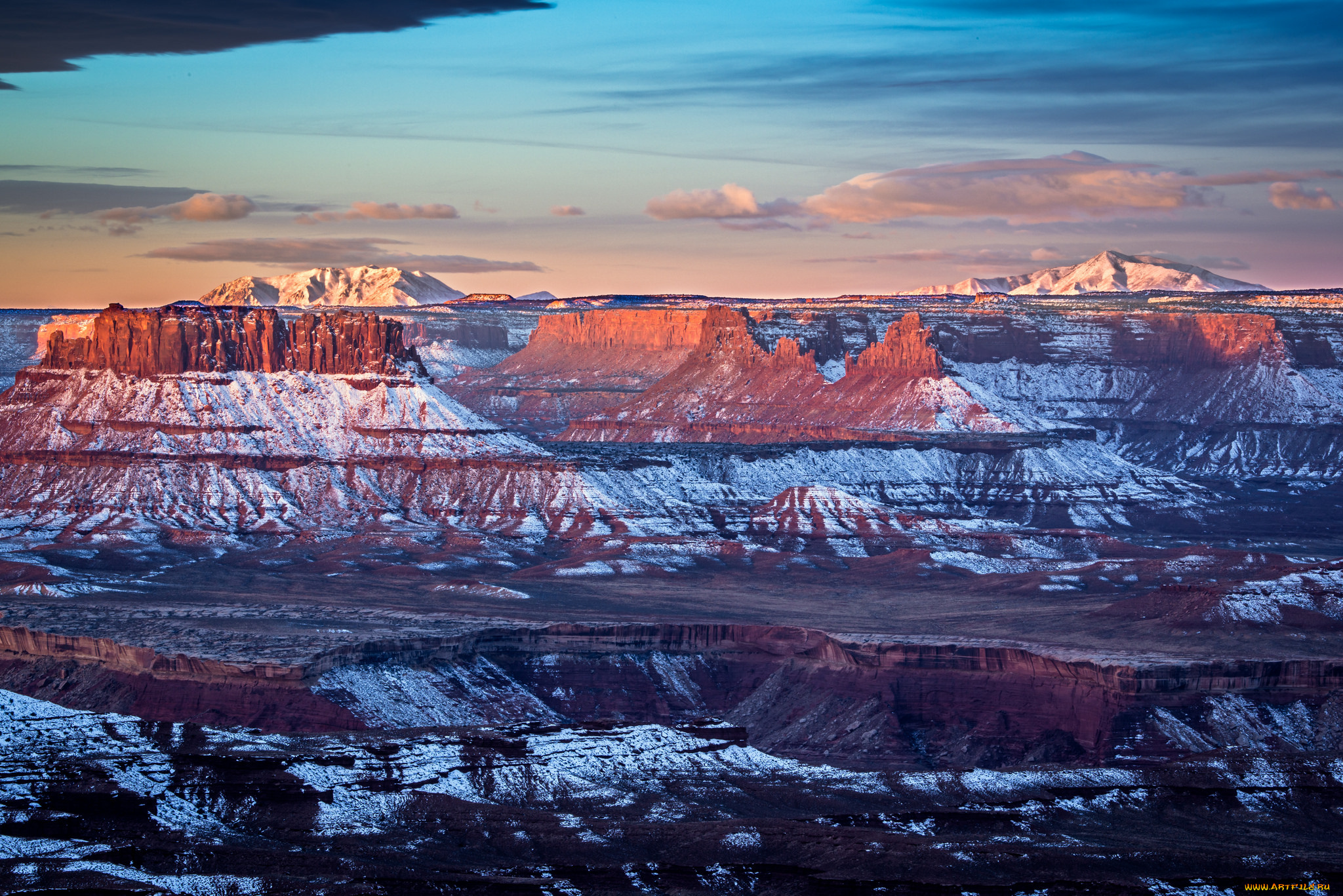 природа, горы, скалы, снег, небо