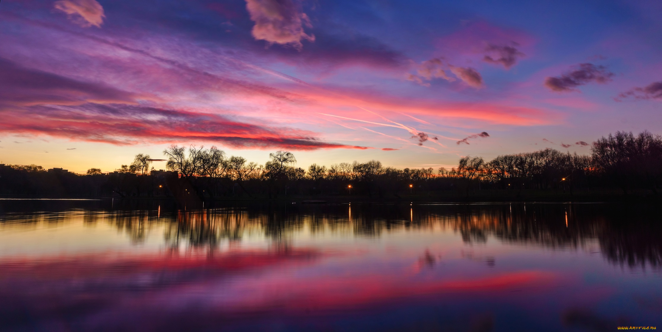 природа, реки, озера, озеро, небо, закат