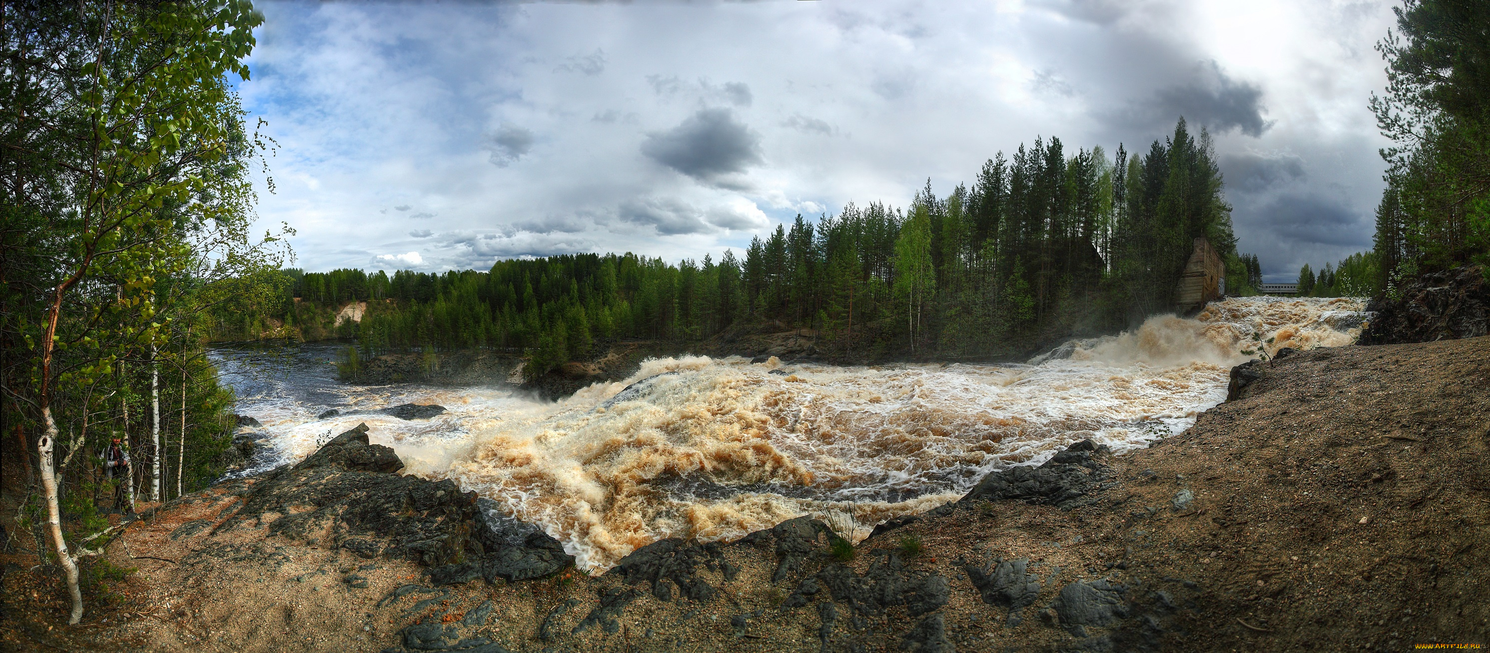 природа, реки, озера, горы, лес, река, буруны