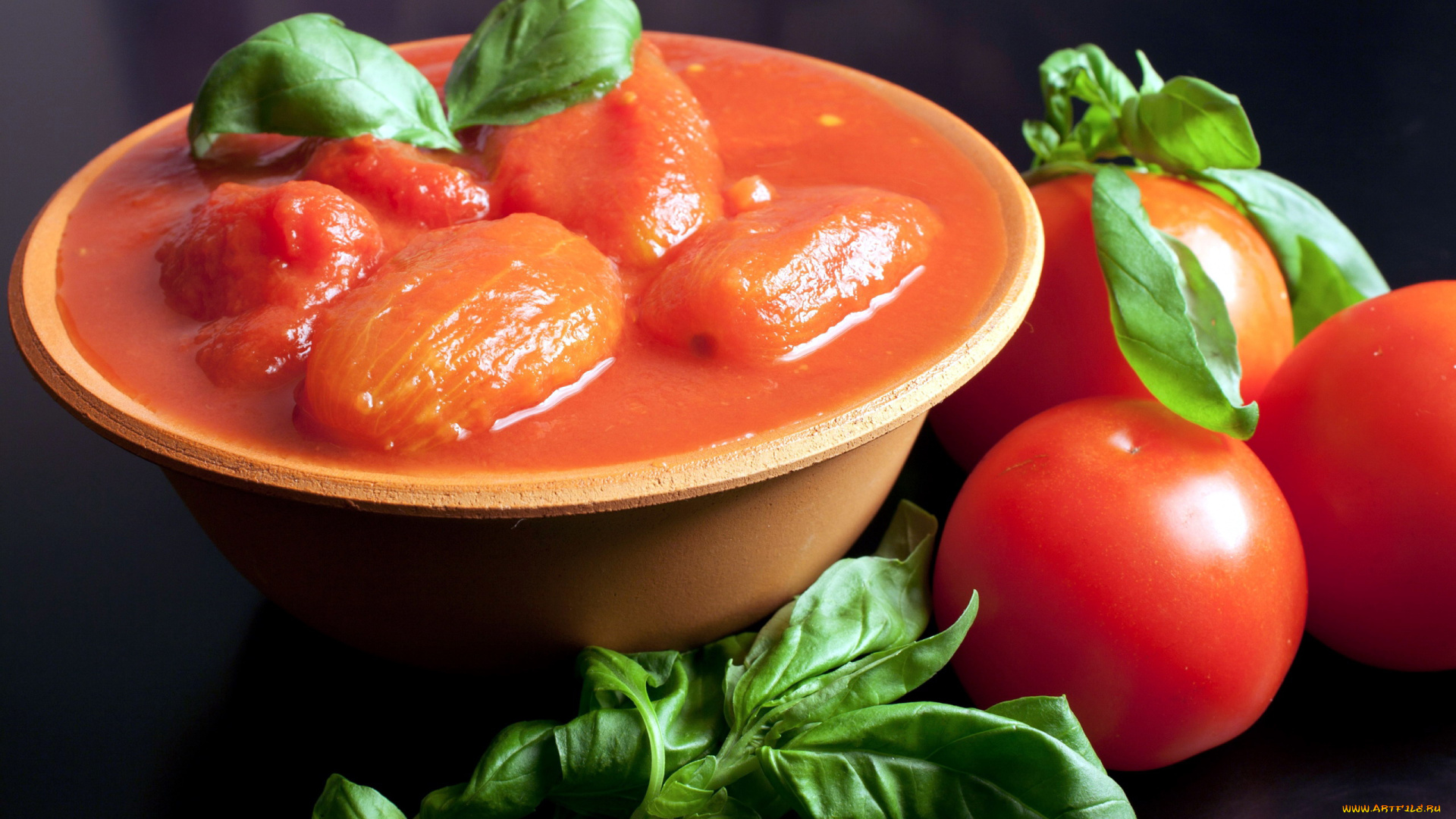 еда, помидоры, очищенные, сок, томаты, базилик