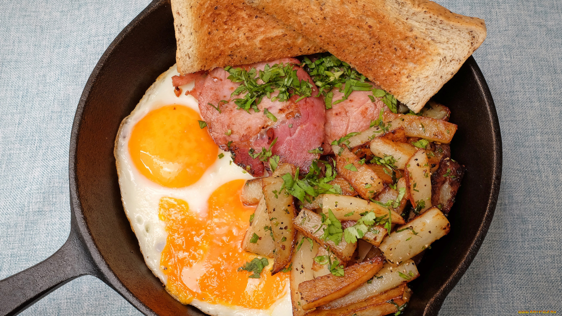еда, Яичные, блюда, яичница, хлеб