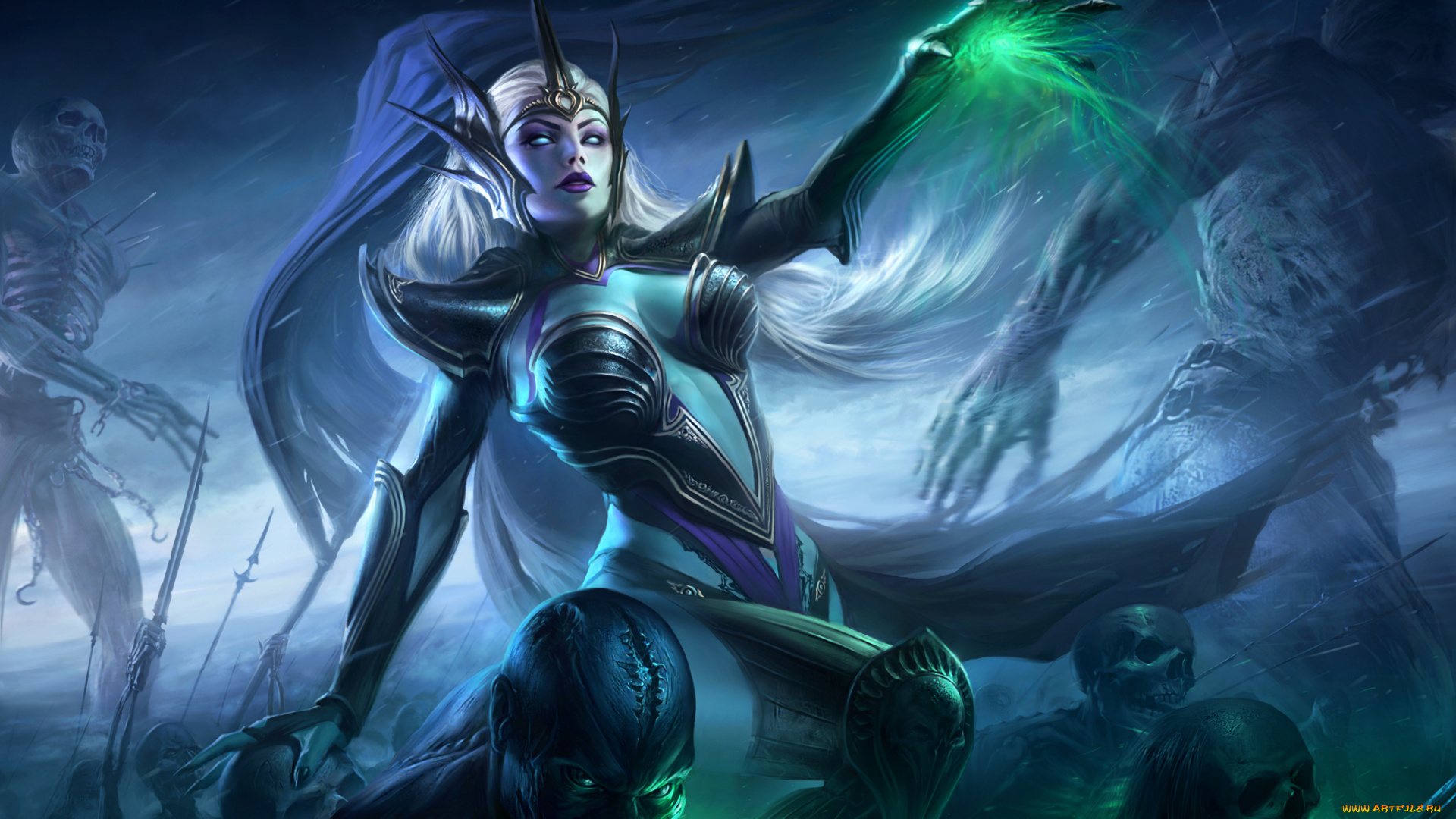 фэнтези, демоны, магия, некромант, скелеты, мертвецы, броня, эротика, взгляд