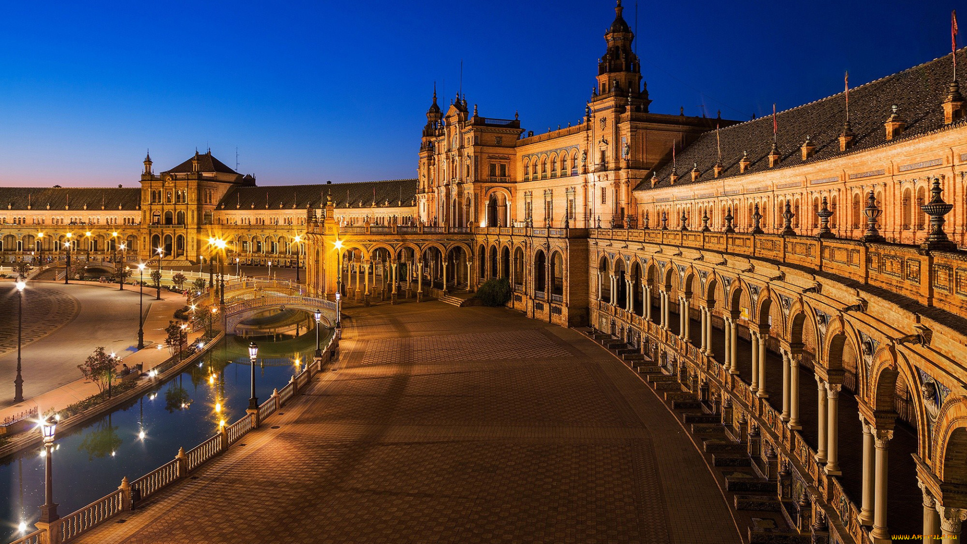 города, севилья, , испания, канал, мостики