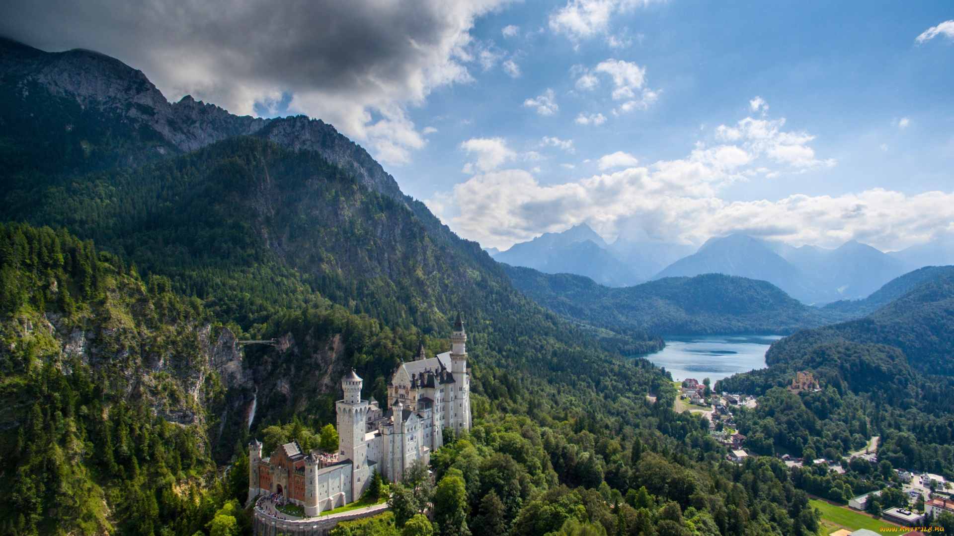 города, замок, нойшванштайн, , германия, neuschwanstein, castle, bavaria, germany, замок, нойшванштайн, бавария, горы, долина