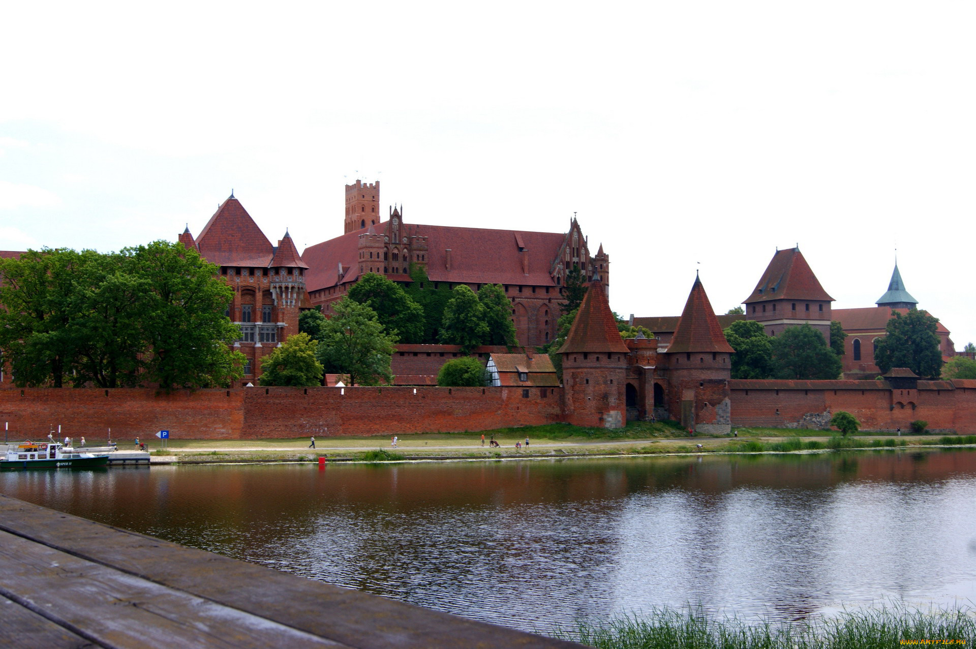 города, замок, мариенбург, , польша, замок, башни, река