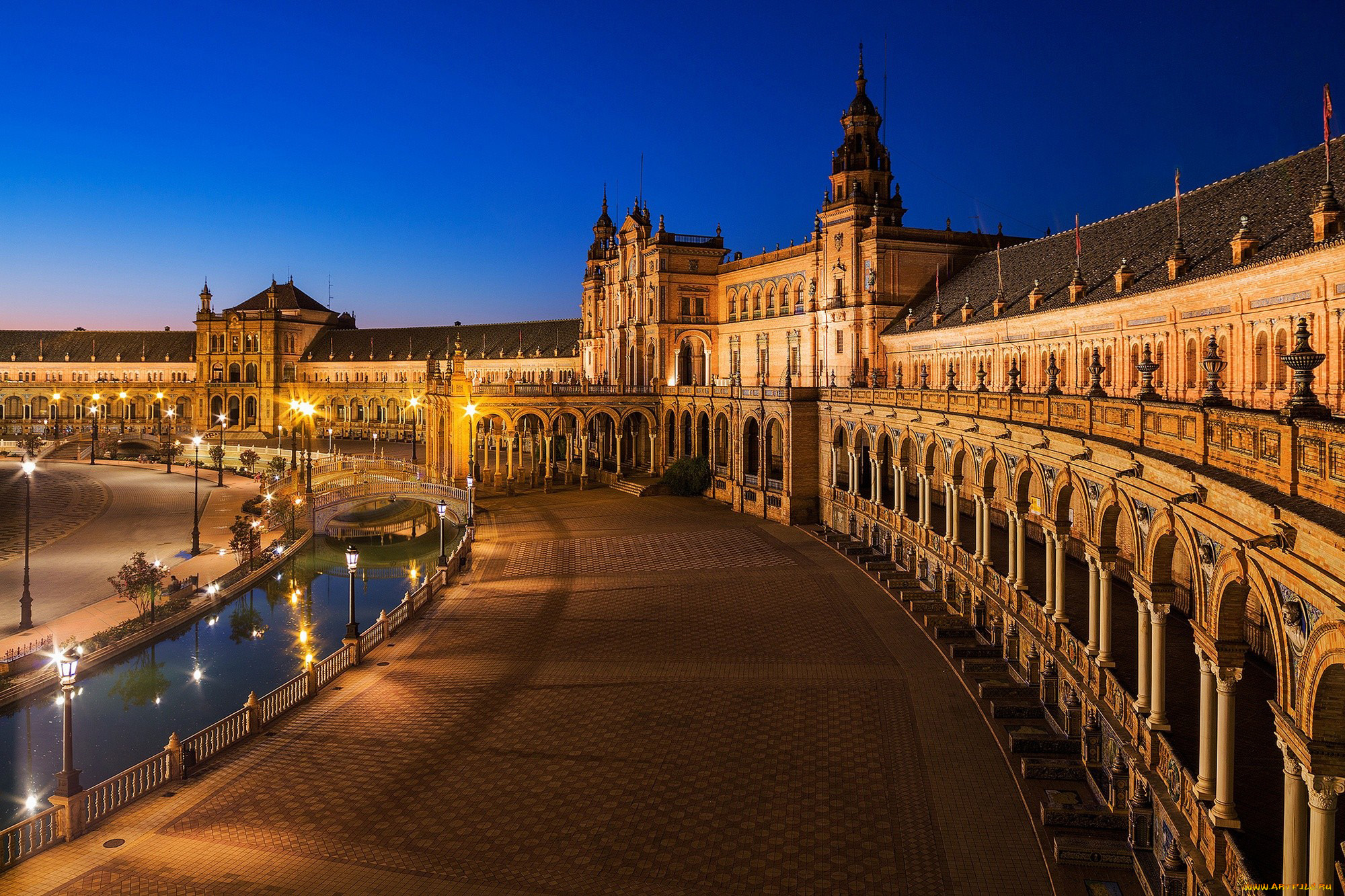 города, севилья, , испания, канал, мостики