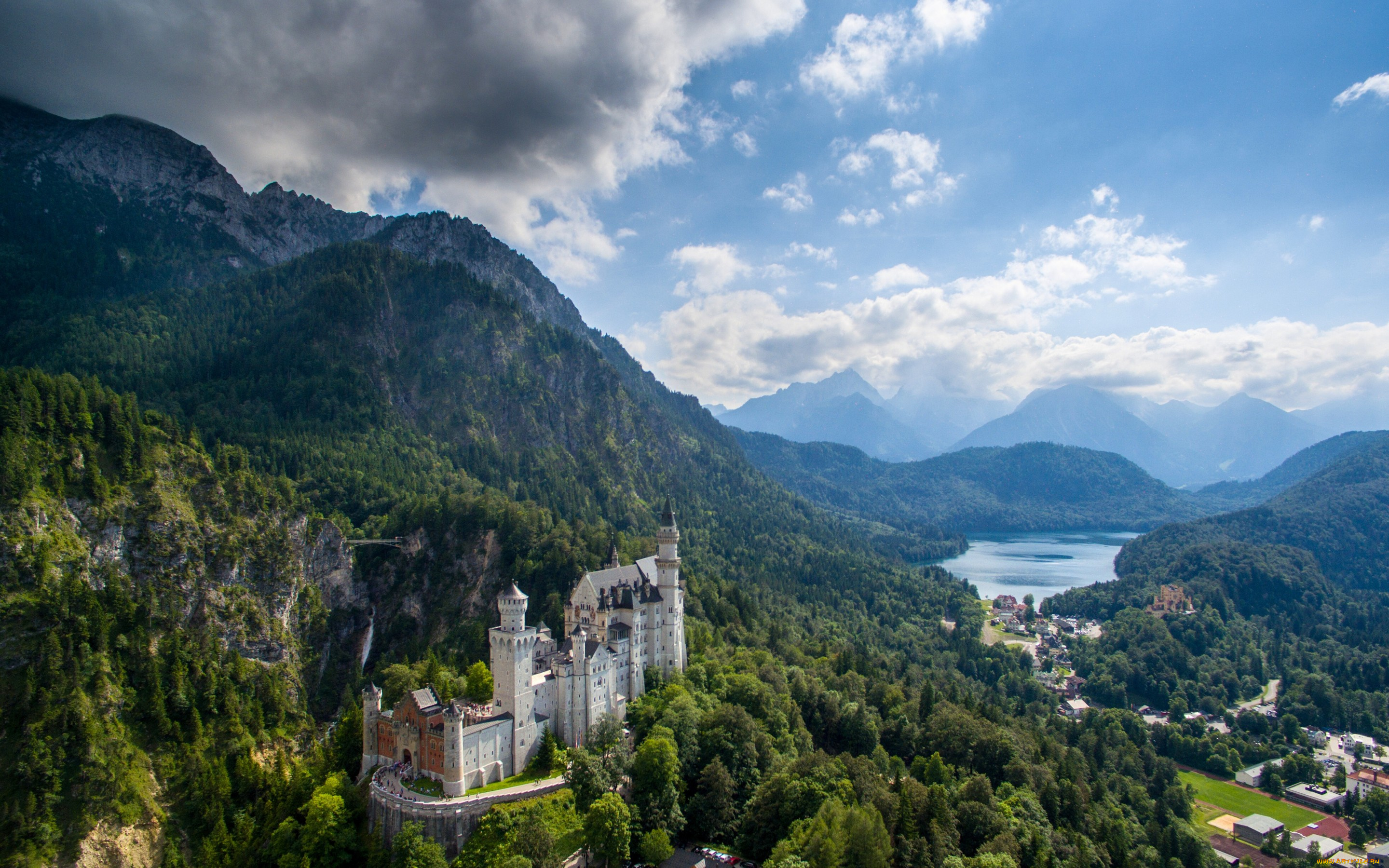 города, замок, нойшванштайн, , германия, neuschwanstein, castle, bavaria, germany, замок, нойшванштайн, бавария, горы, долина