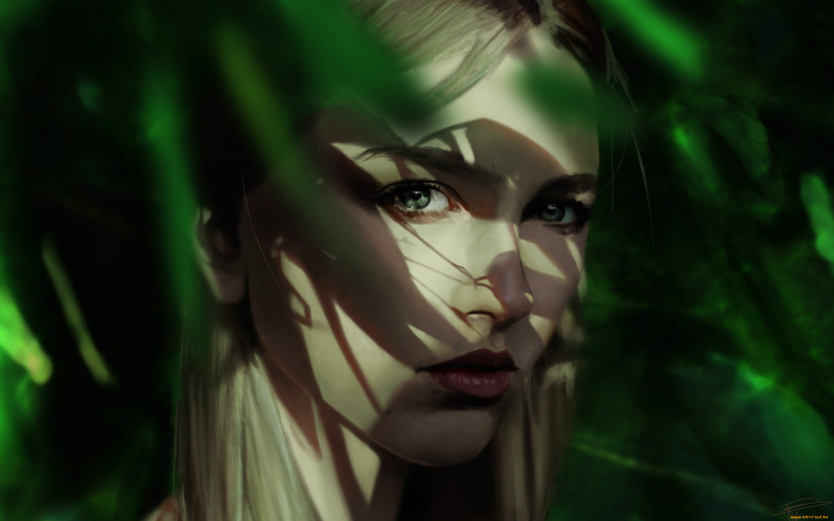 рисованное, люди, девушка, sylvia, thomas, bignon, портрет, лицо, взгляд, тени