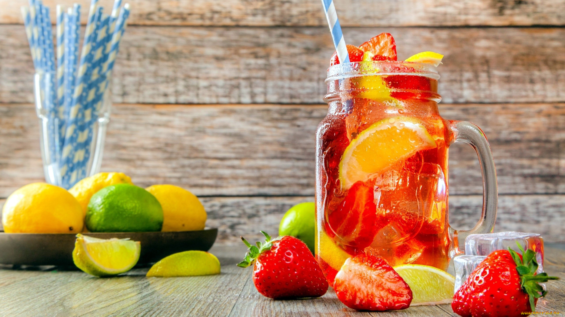 еда, напитки, лимонад, клубника, цитрусы