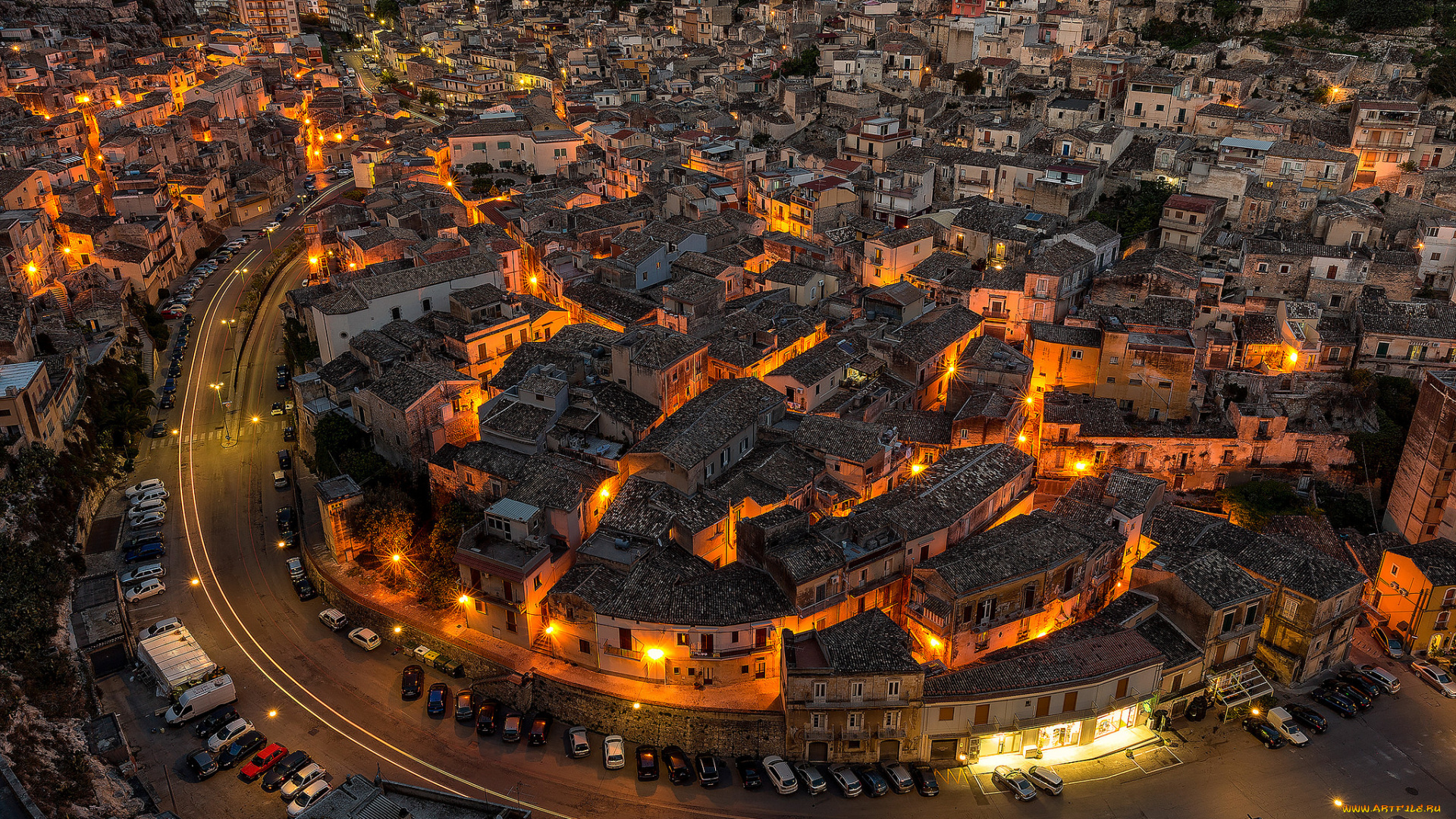 города, -, огни, ночного, города, простор