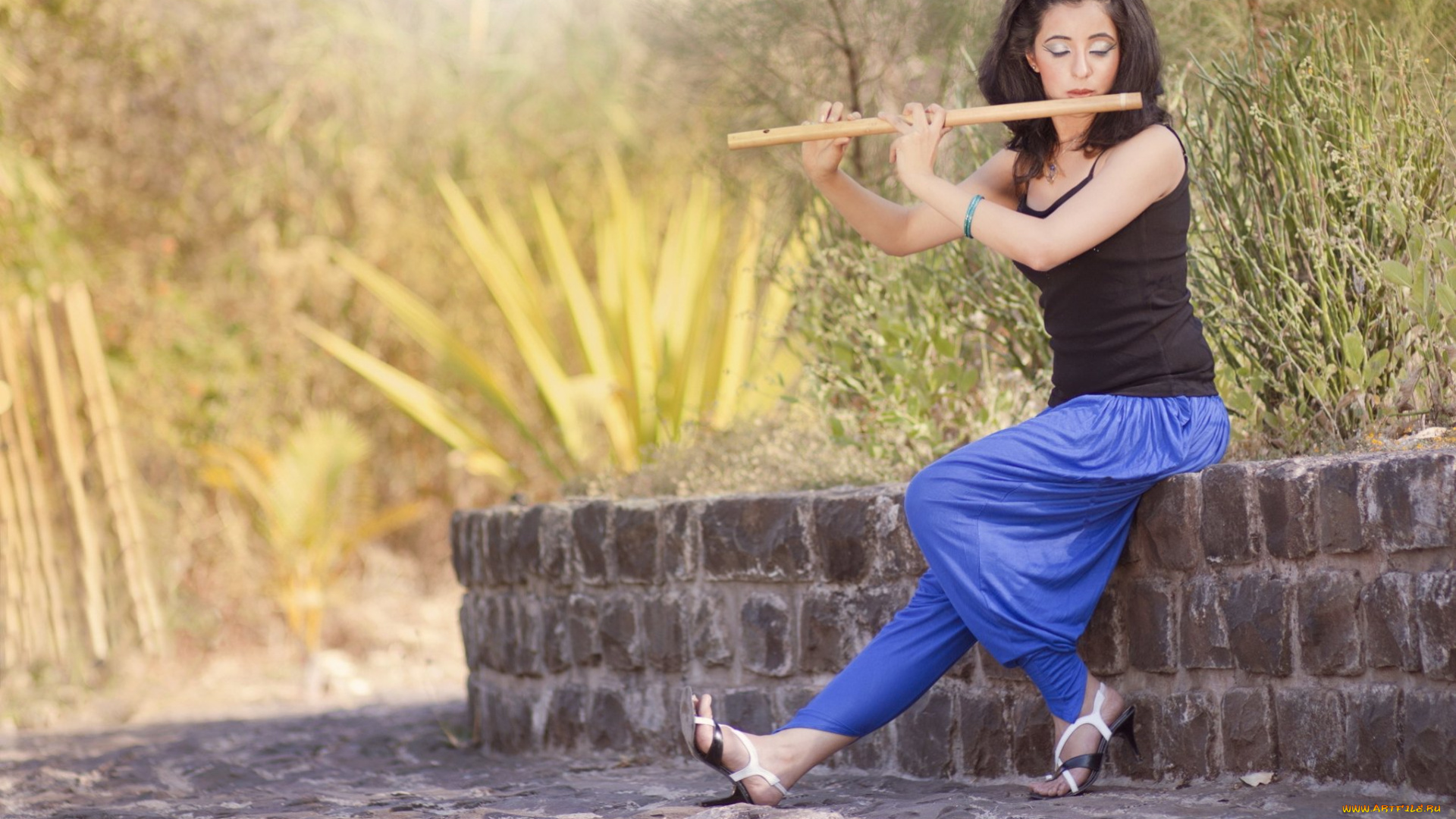 музыка, -другое, девушка, флейта, улица