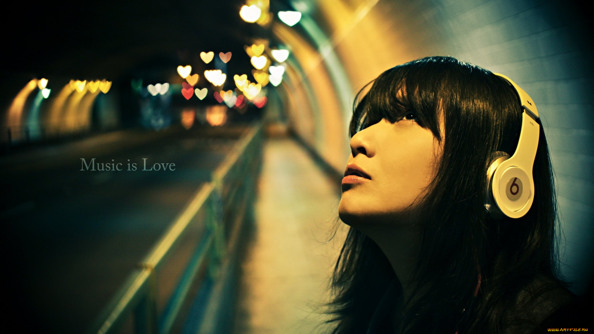 музыка, -другое, взгляд, девушка, лицо, наушники