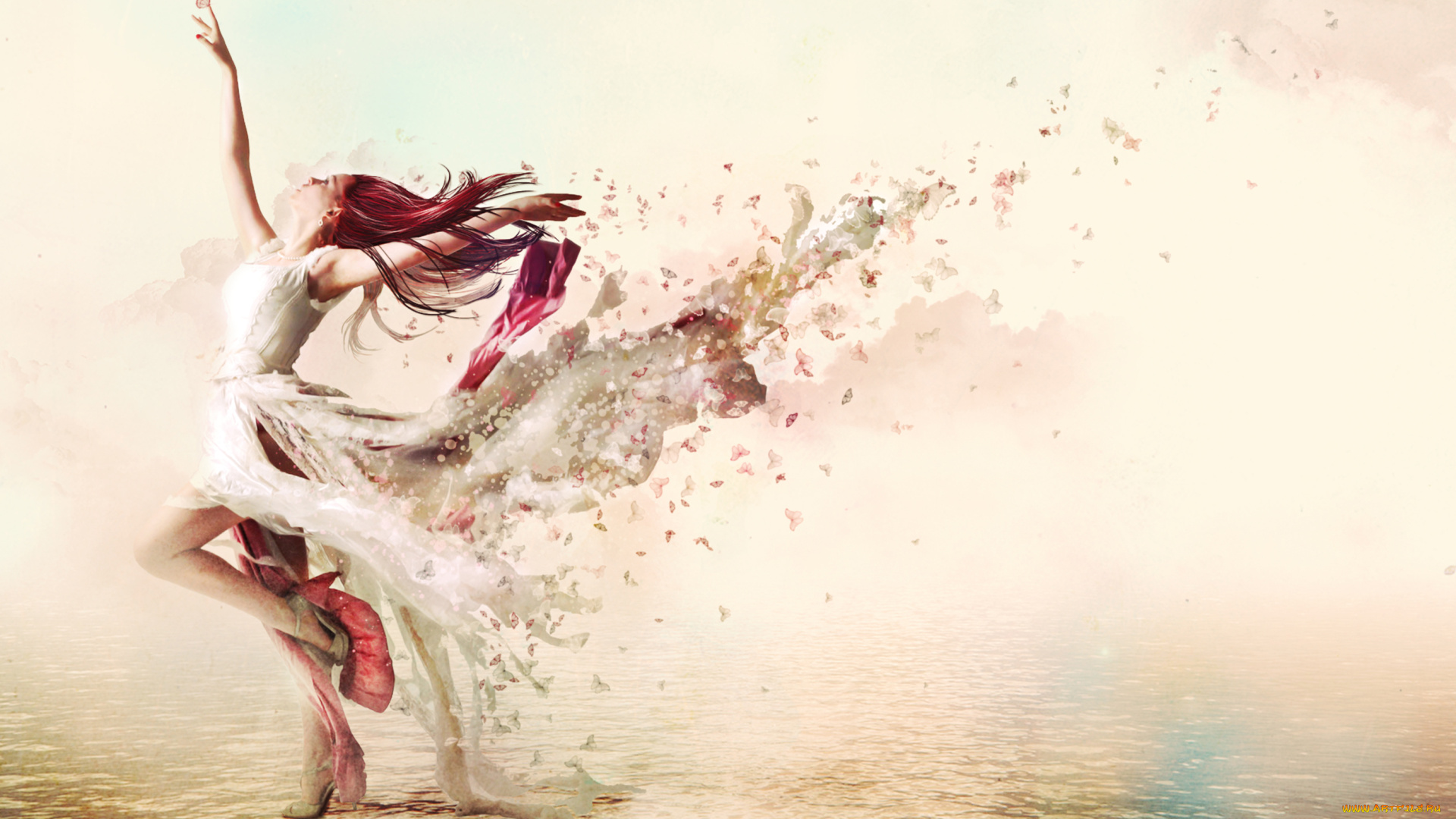 разное, компьютерный, дизайн, девушка, платье, фон