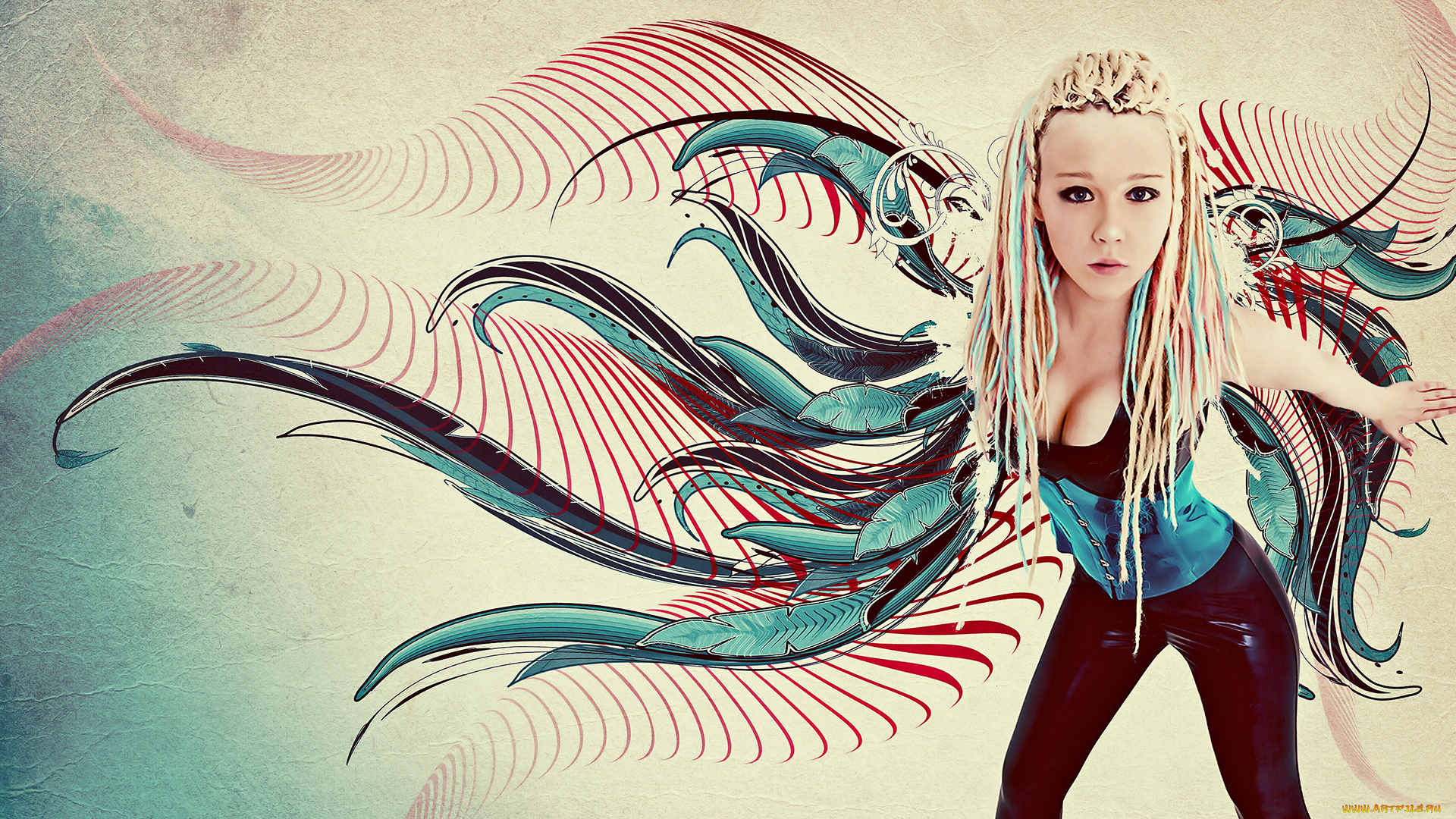 разное, компьютерный, дизайн, фон, взгляд, девушка