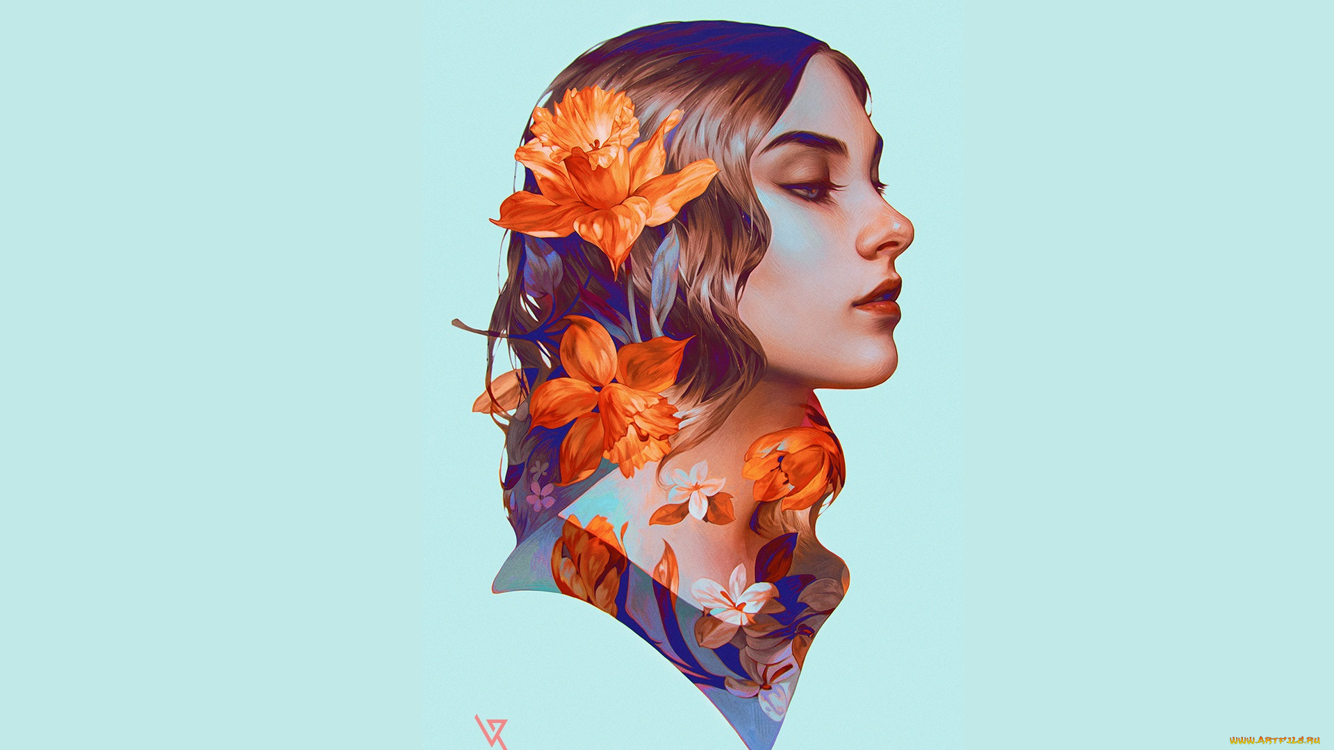 рисованное, люди, девушка