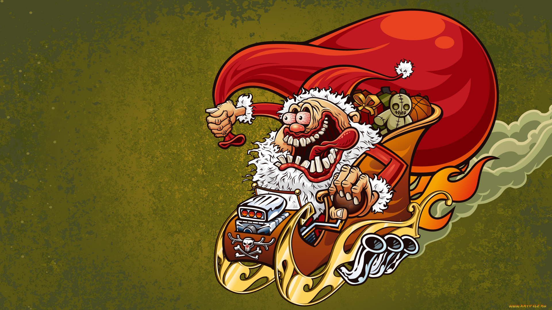 юмор, и, приколы, сани, мешок, санта, клаус