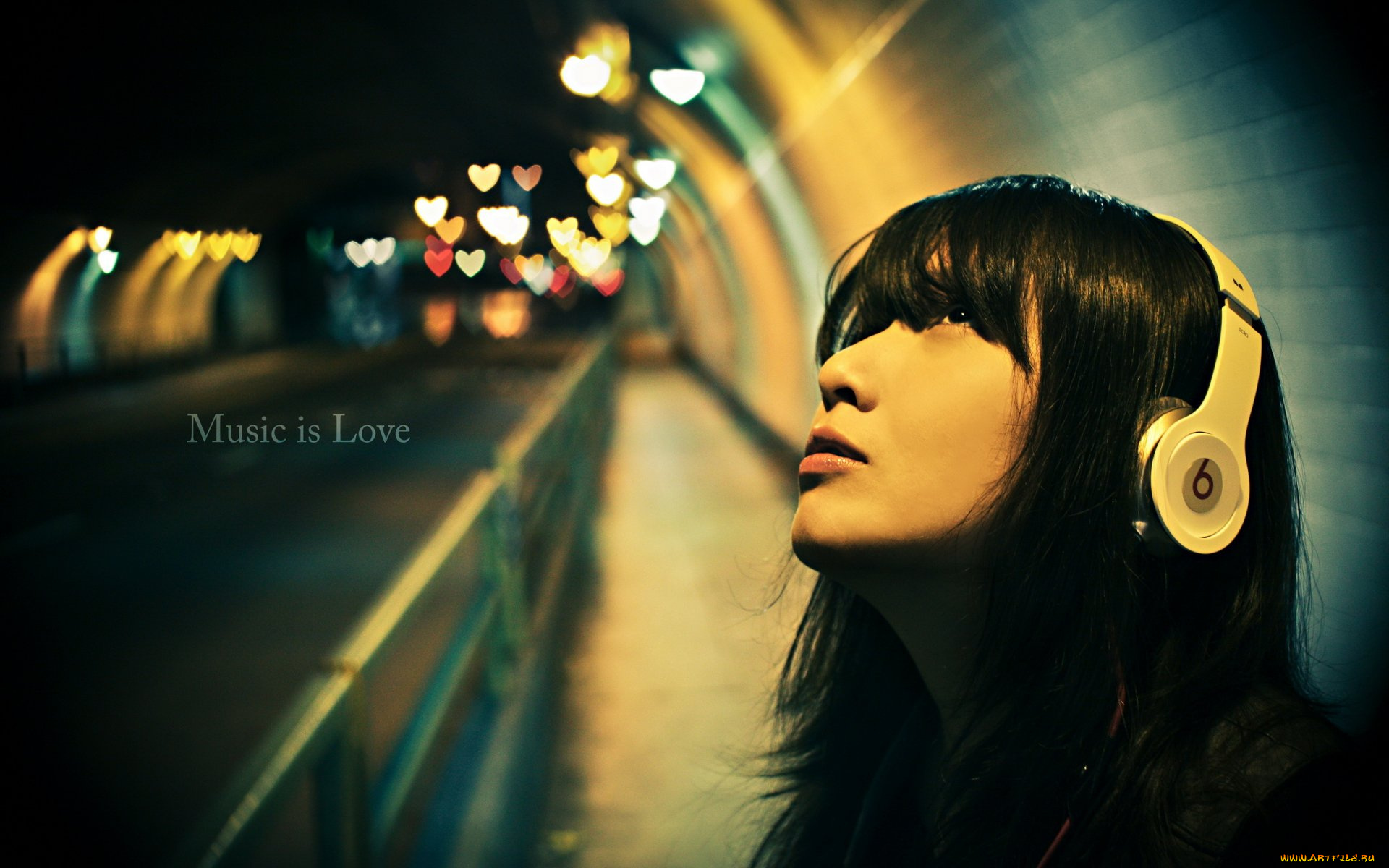 музыка, -другое, взгляд, девушка, лицо, наушники