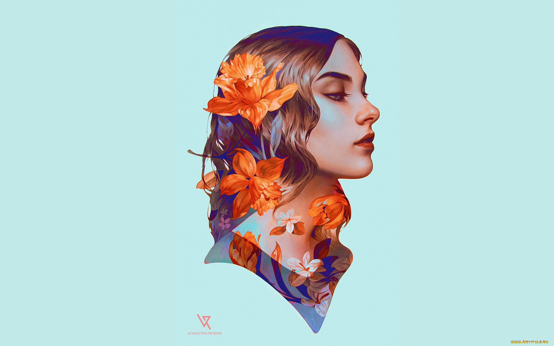 рисованное, люди, девушка