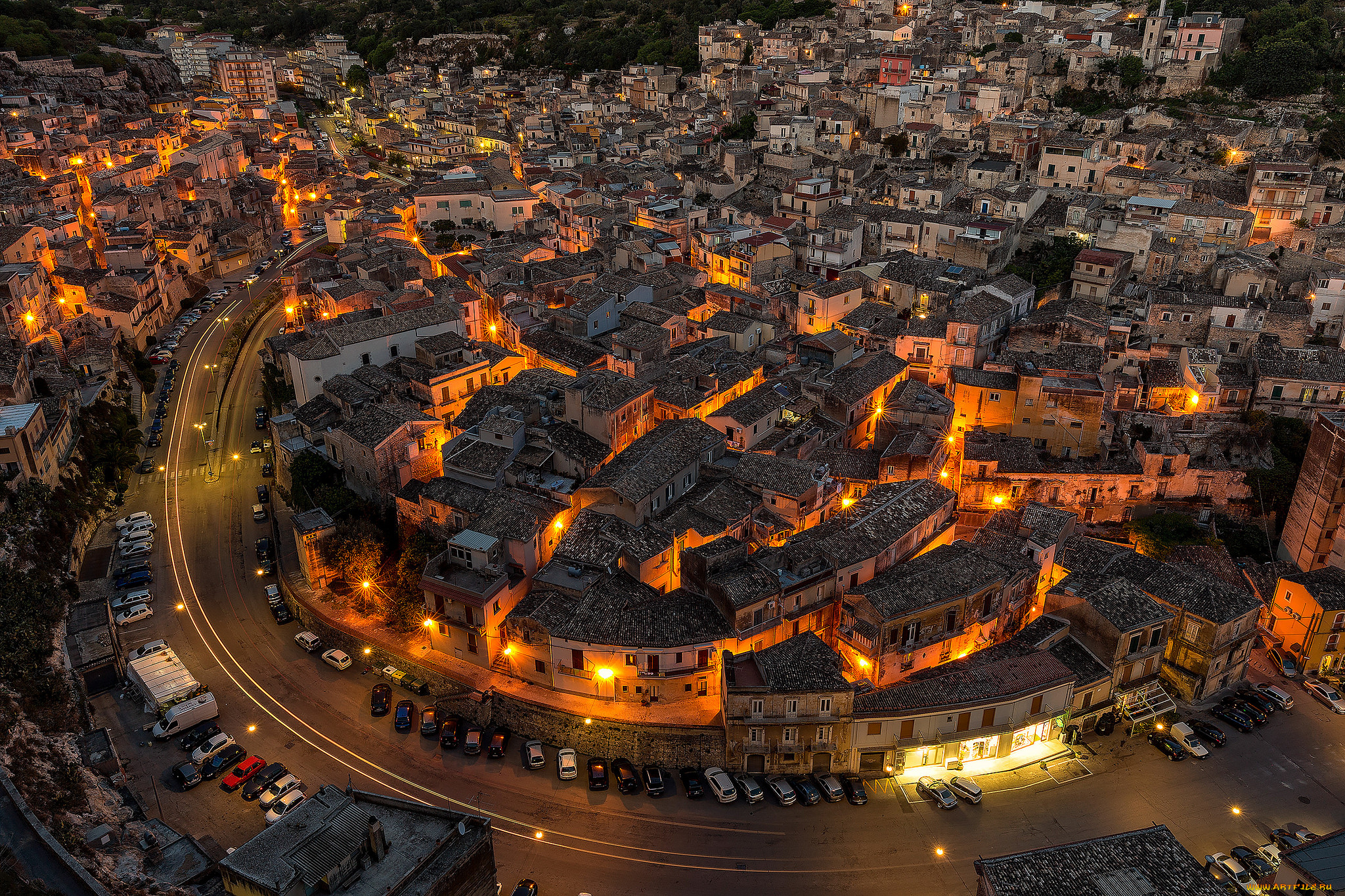 города, -, огни, ночного, города, простор