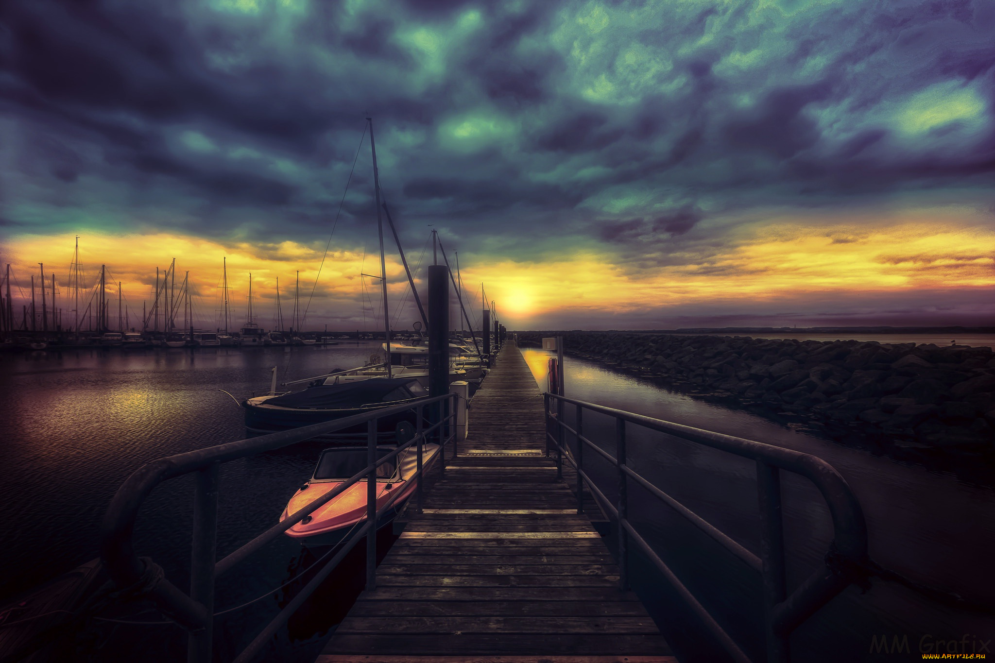 корабли, лодки, , шлюпки, берег, ночь