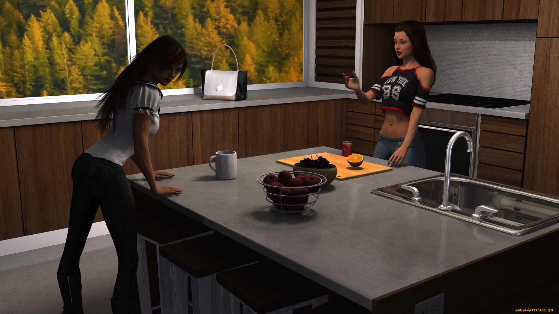 3д, графика, люди, , people, фон, взгляд, девушки