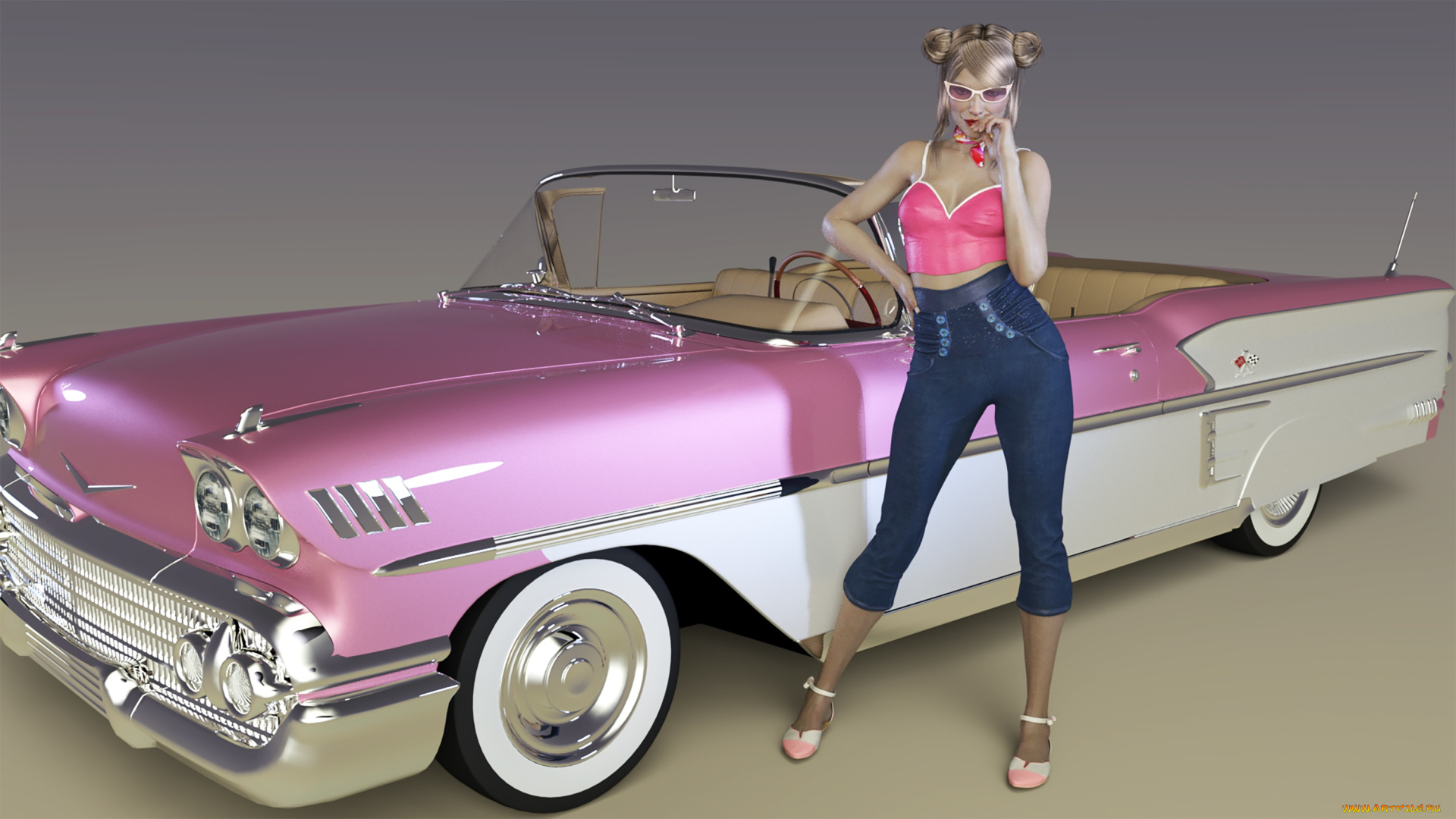 3д, графика, люди-авто, мото, , people-, car, , , moto, взгляд, девушка, фон