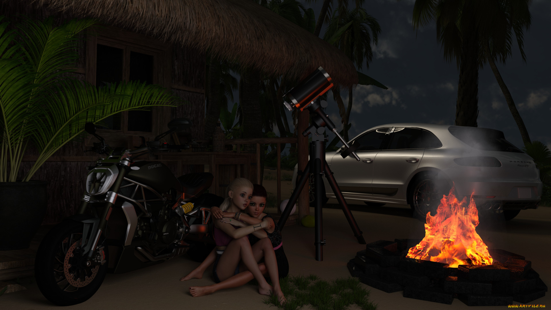 3д, графика, люди-авто, мото, , people-, car, , , moto, фон, взгляд, девушки